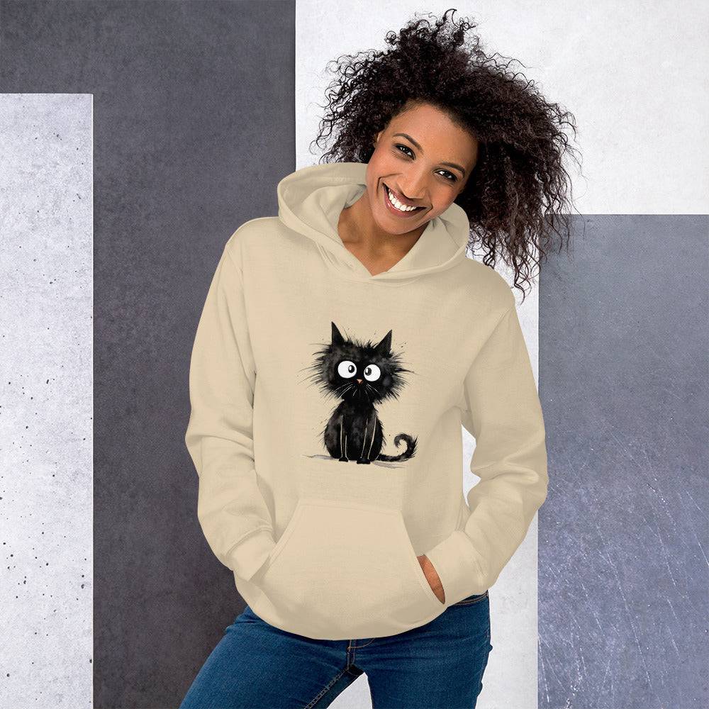 Unisex Hoodie/Black-Funny-Cat - Enet Images