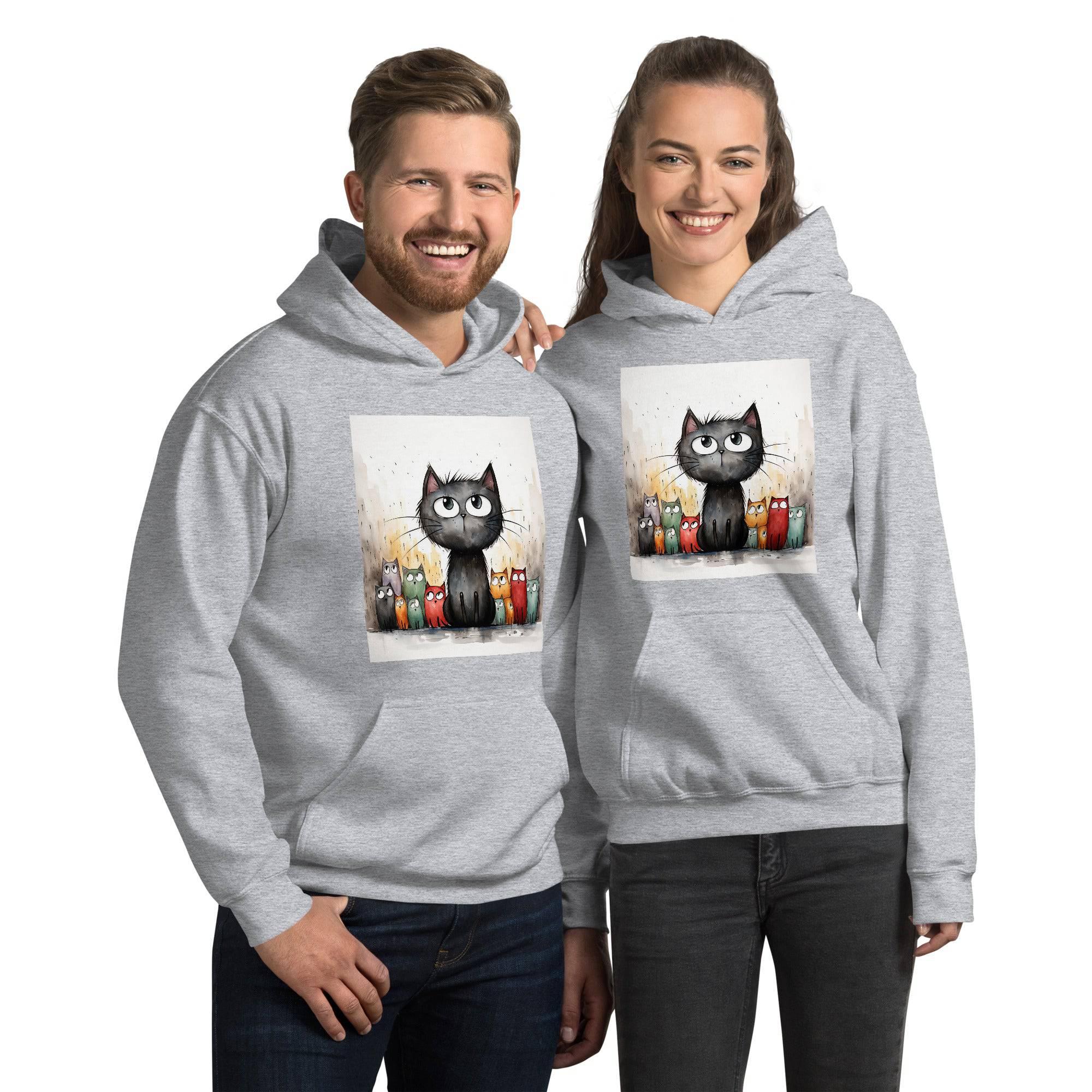 Unisex Hoodie/Handsketched-Cats - Enet Images