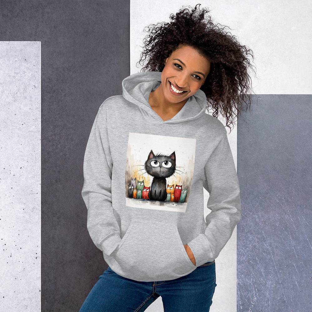Unisex Hoodie/Handsketched-Cats - Enet Images