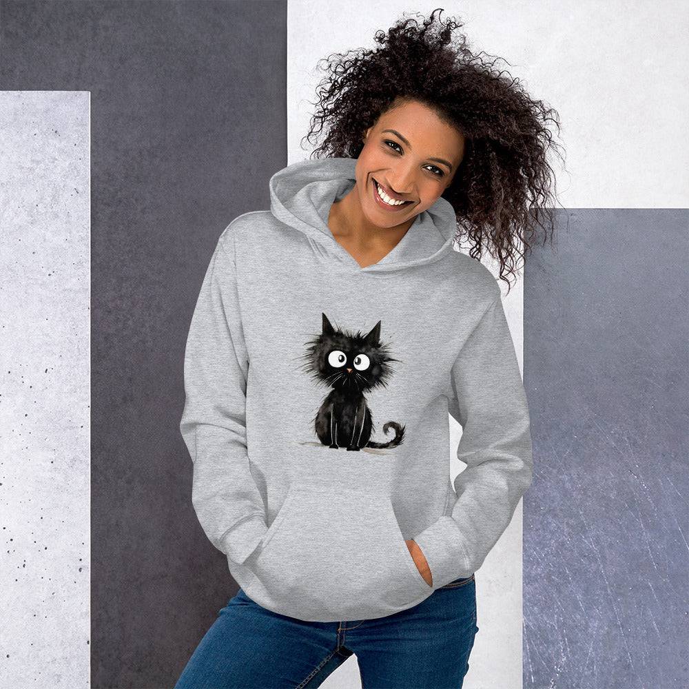 Unisex Hoodie/Black-Funny-Cat - Enet Images