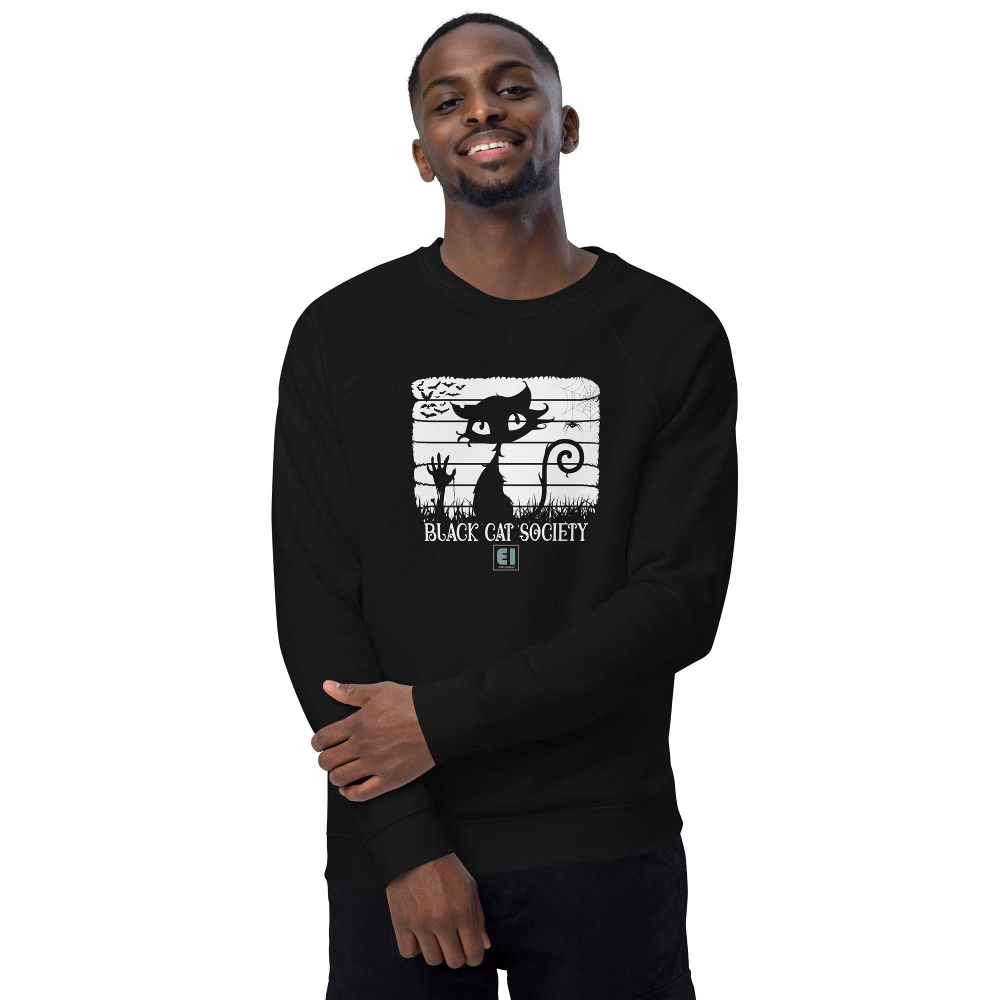 Unisex organic sweatshirt/Black-Cat - Enet Images
