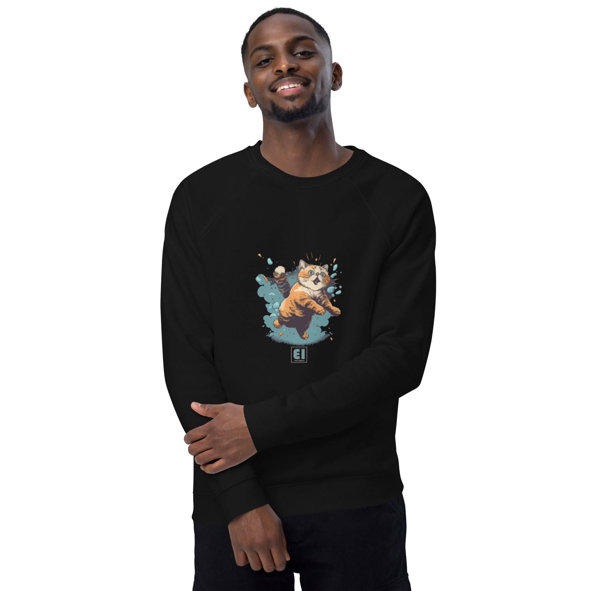 Unisex organic sweatshirt/Cat-Jumping - Enet Images