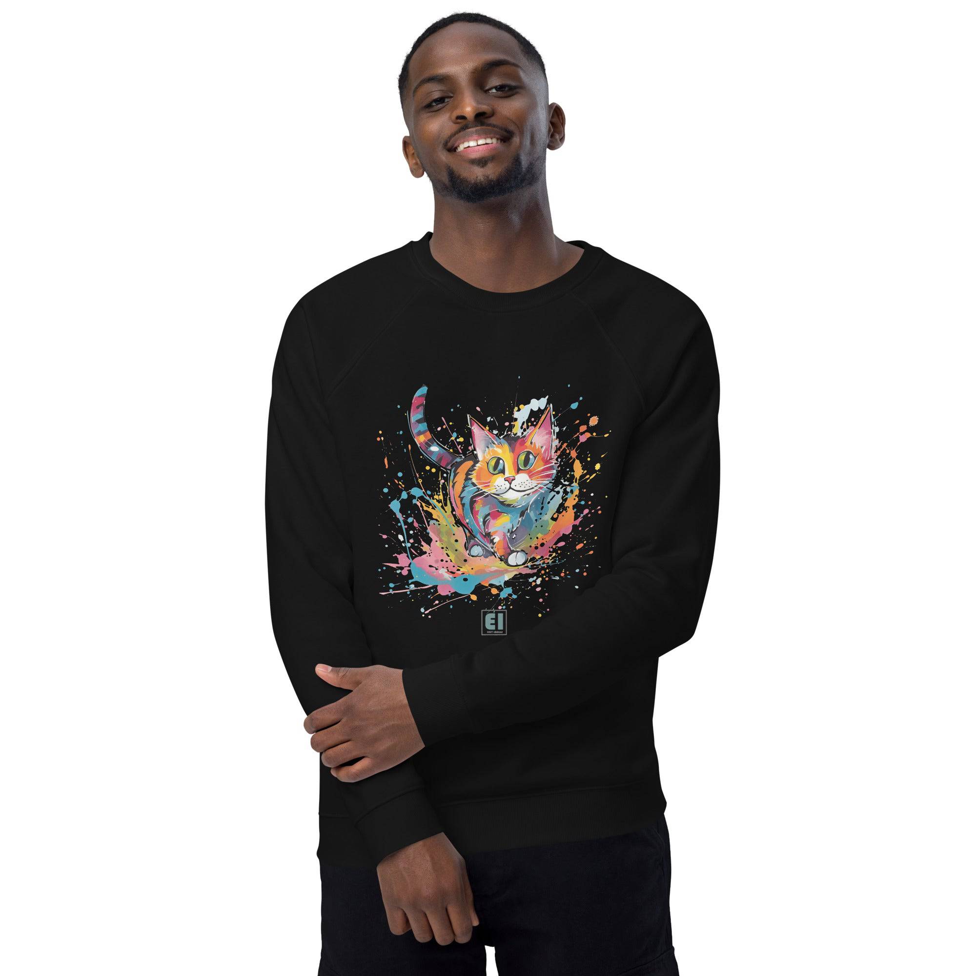 Unisex organic sweatshirt/Colorful-Splash-Cat - Enet Images