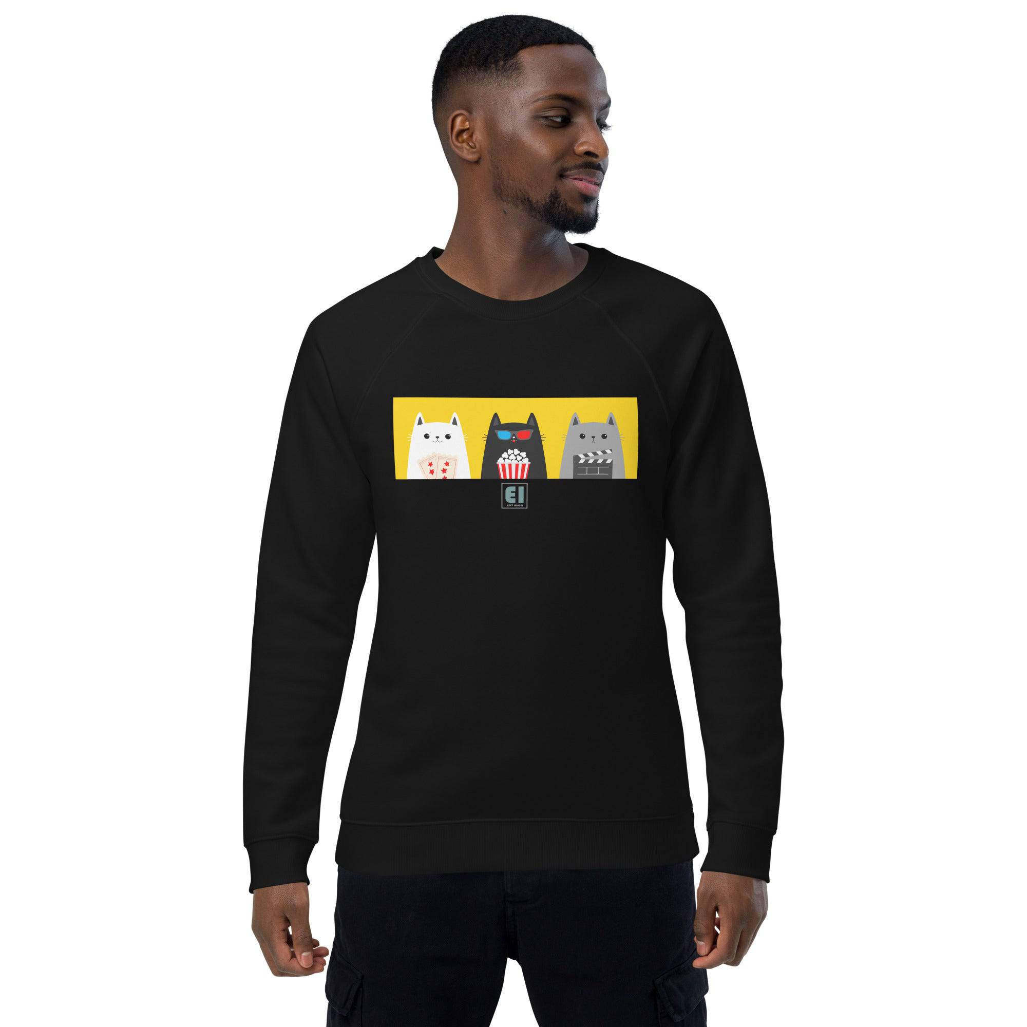 Unisex organic sweatshirt/Cats-Popcorn - Enet Images
