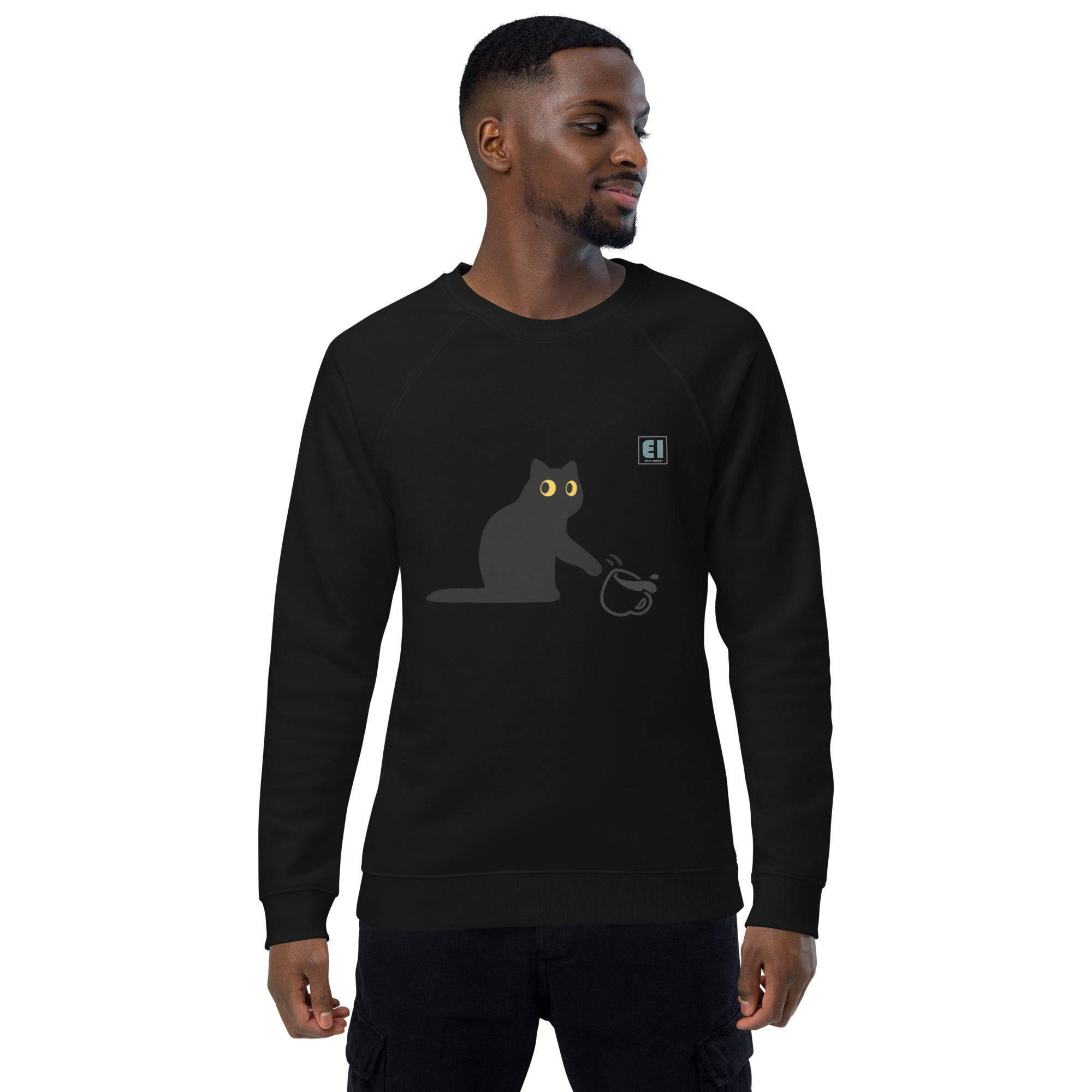 Unisex organic sweatshirt/Cat-Coffee - Enet Images