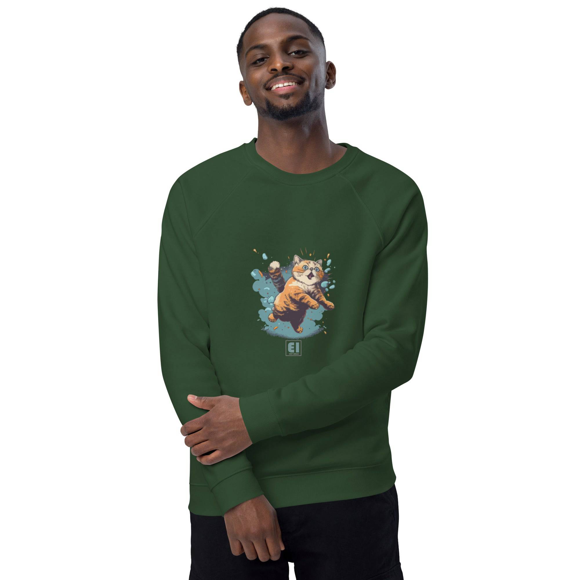 Unisex organic sweatshirt/Cat-Jumping - Enet Images