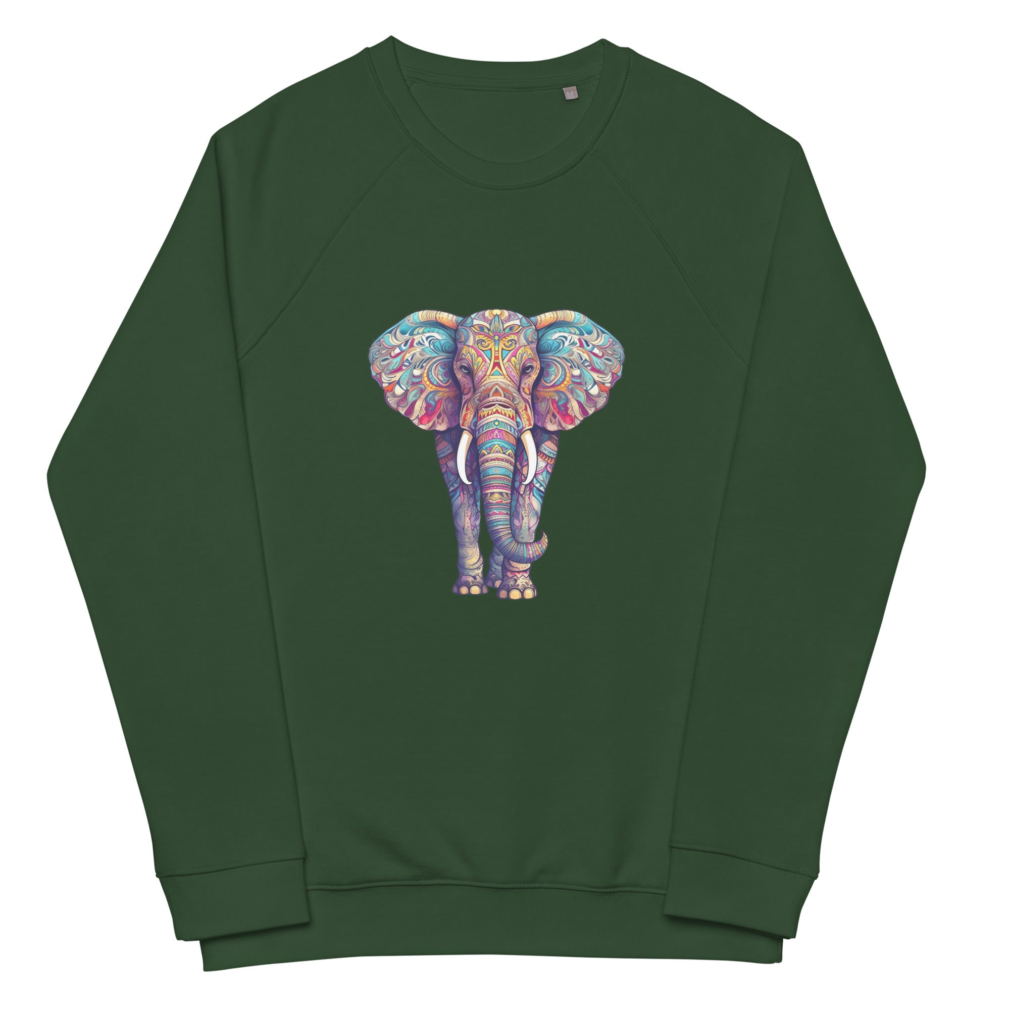 Unisex organic sweatshirt/Coloful-Elephant - Enet Images