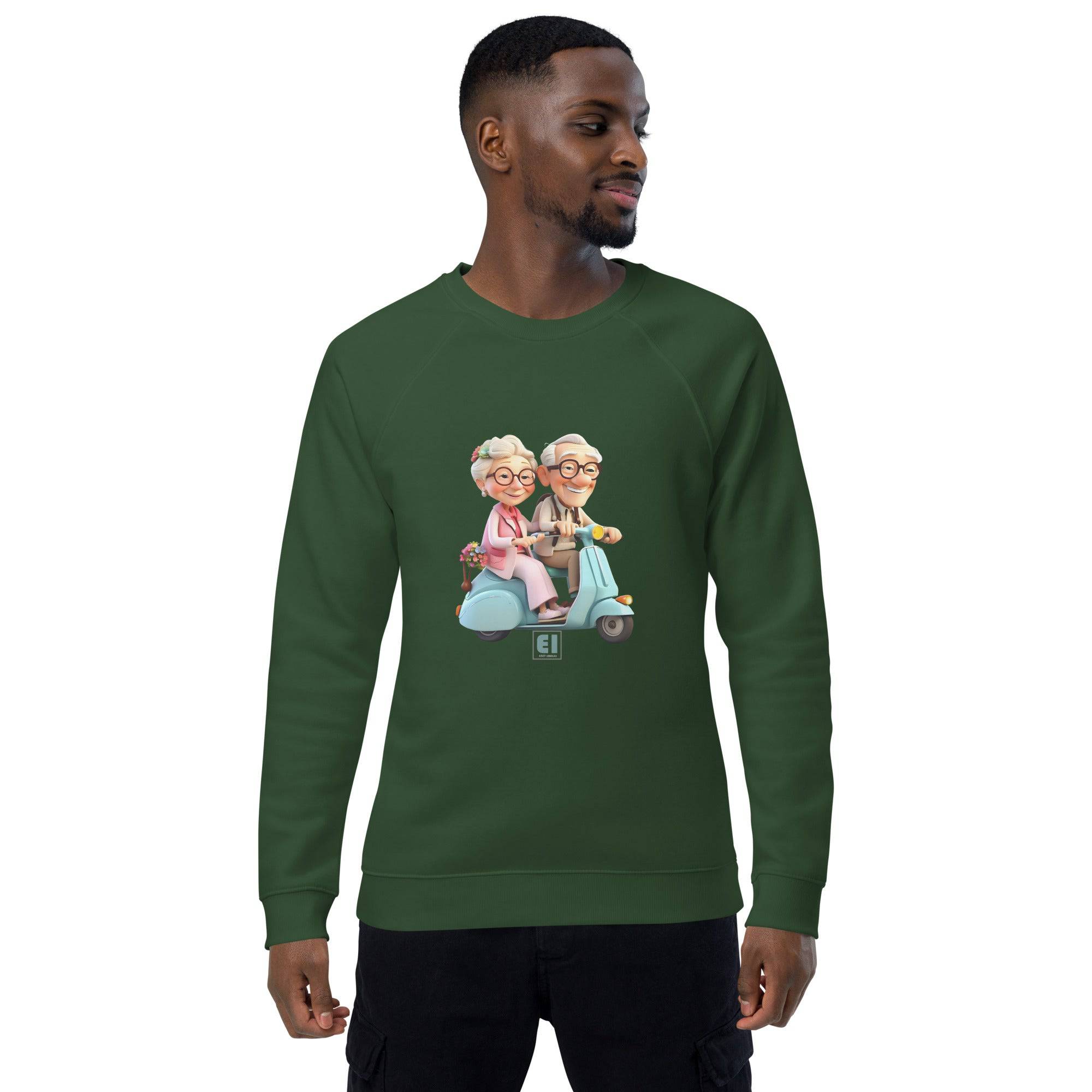 Unisex organic sweatshirt/Grandparents-Driving-Vespa - Enet Images