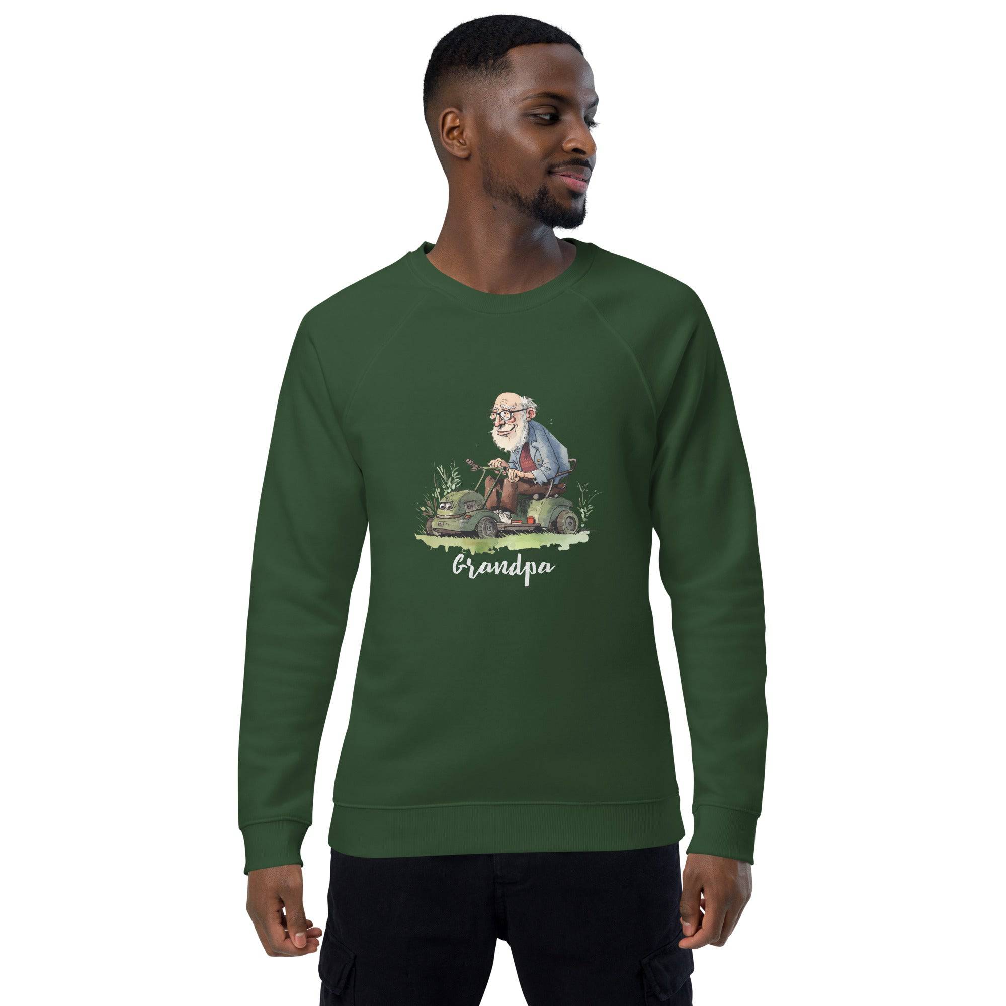 Unisex organic sweatshirt/Grandpa/Cutting-The-Lawn - Enet Images