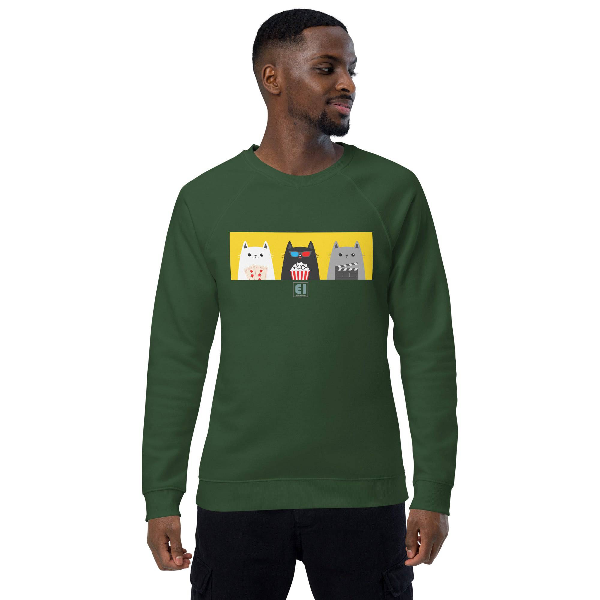 Unisex organic sweatshirt/Cats-Popcorn - Enet Images