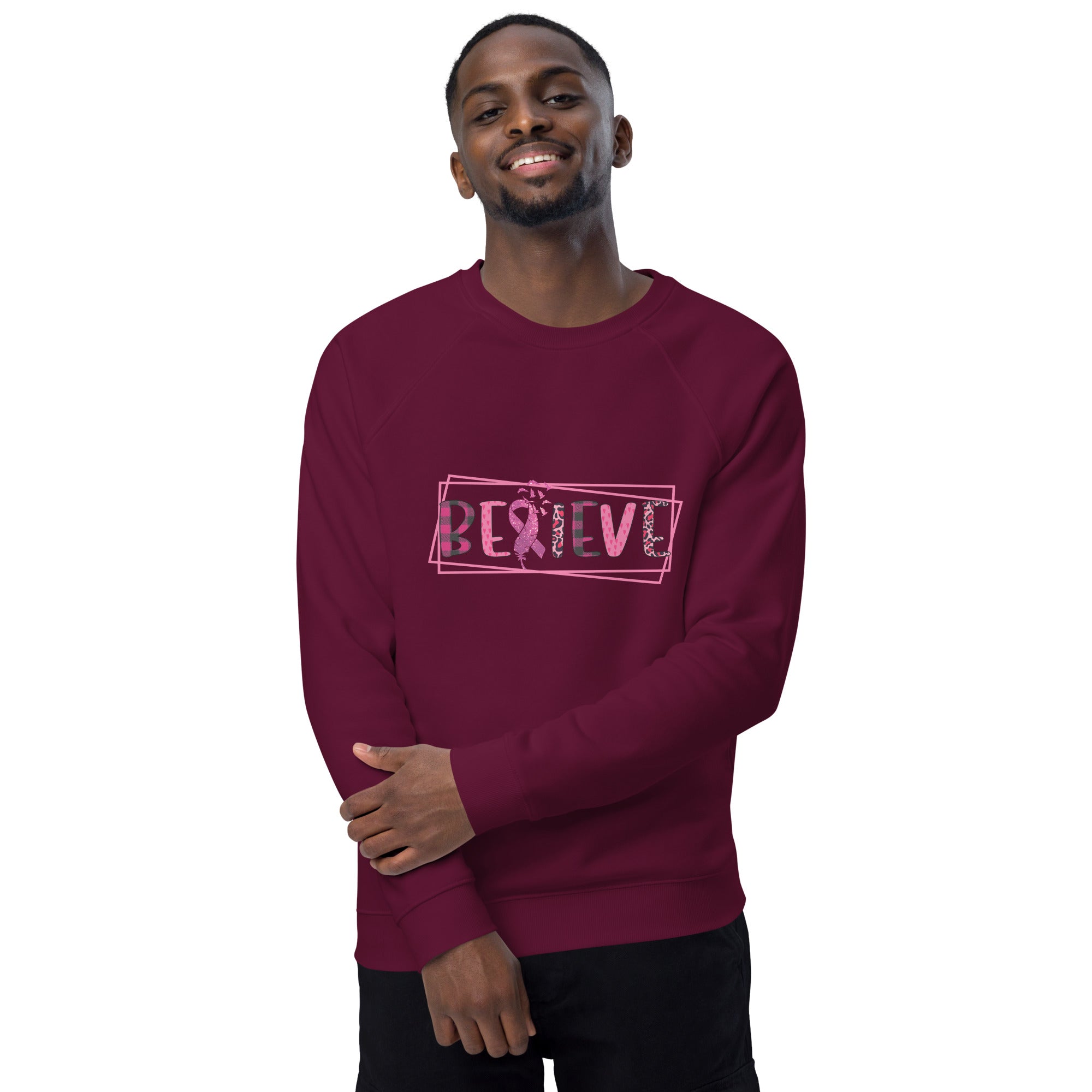 Unisex Organic Sweatshirt/Believe-Cancer-Motivation - Enet Images