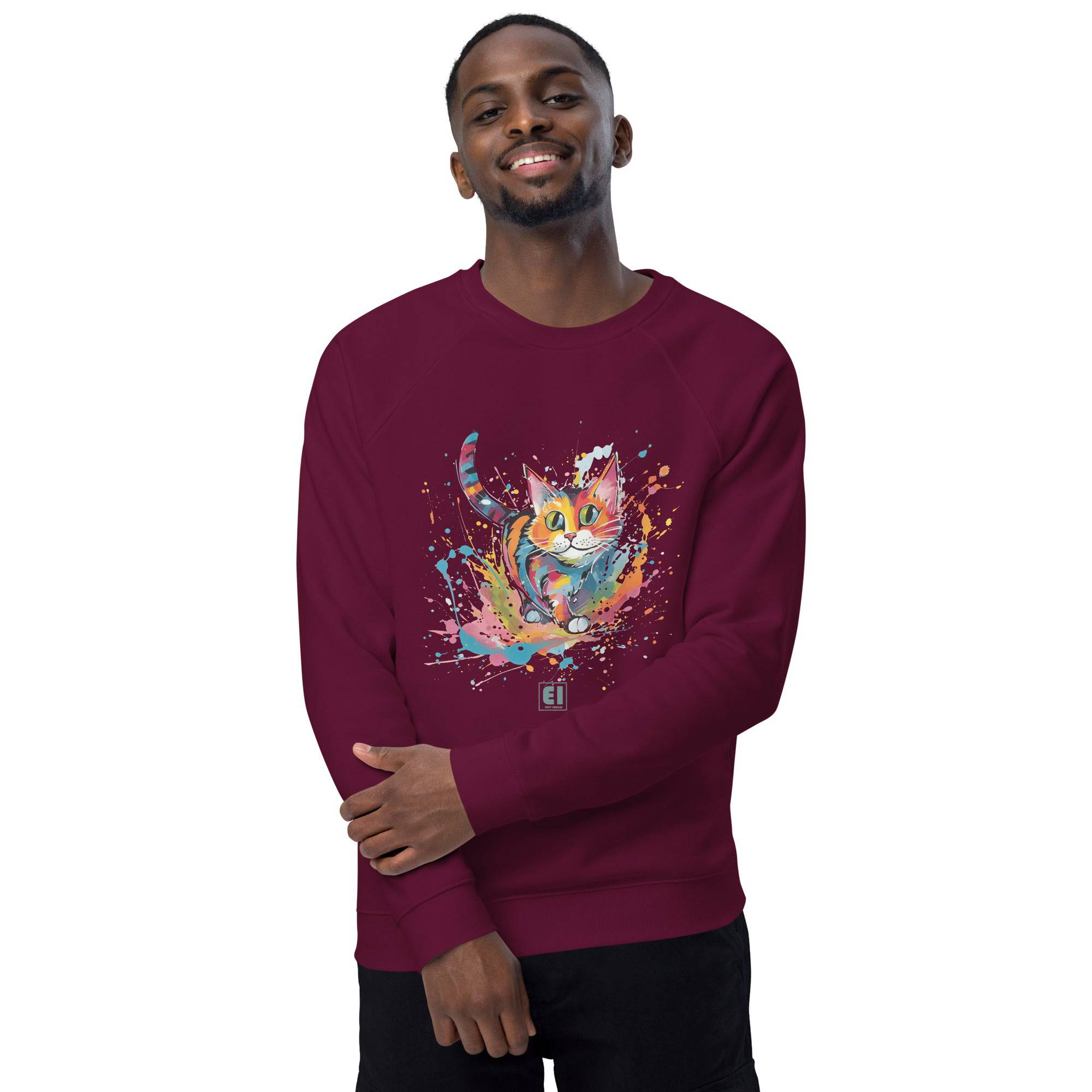 Unisex organic sweatshirt/Colorful-Splash-Cat - Enet Images