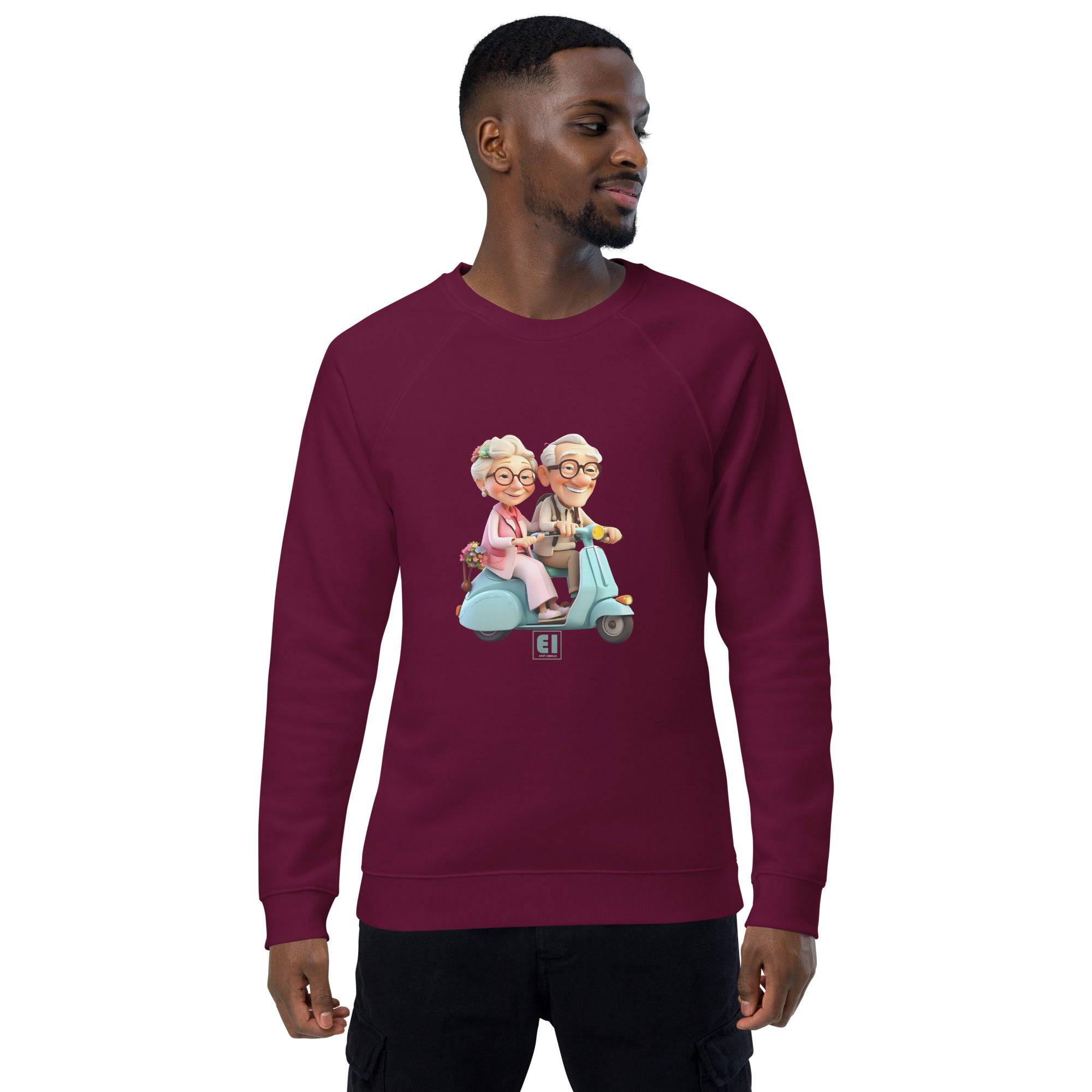 Unisex organic sweatshirt/Grandparents-Driving-Vespa - Enet Images