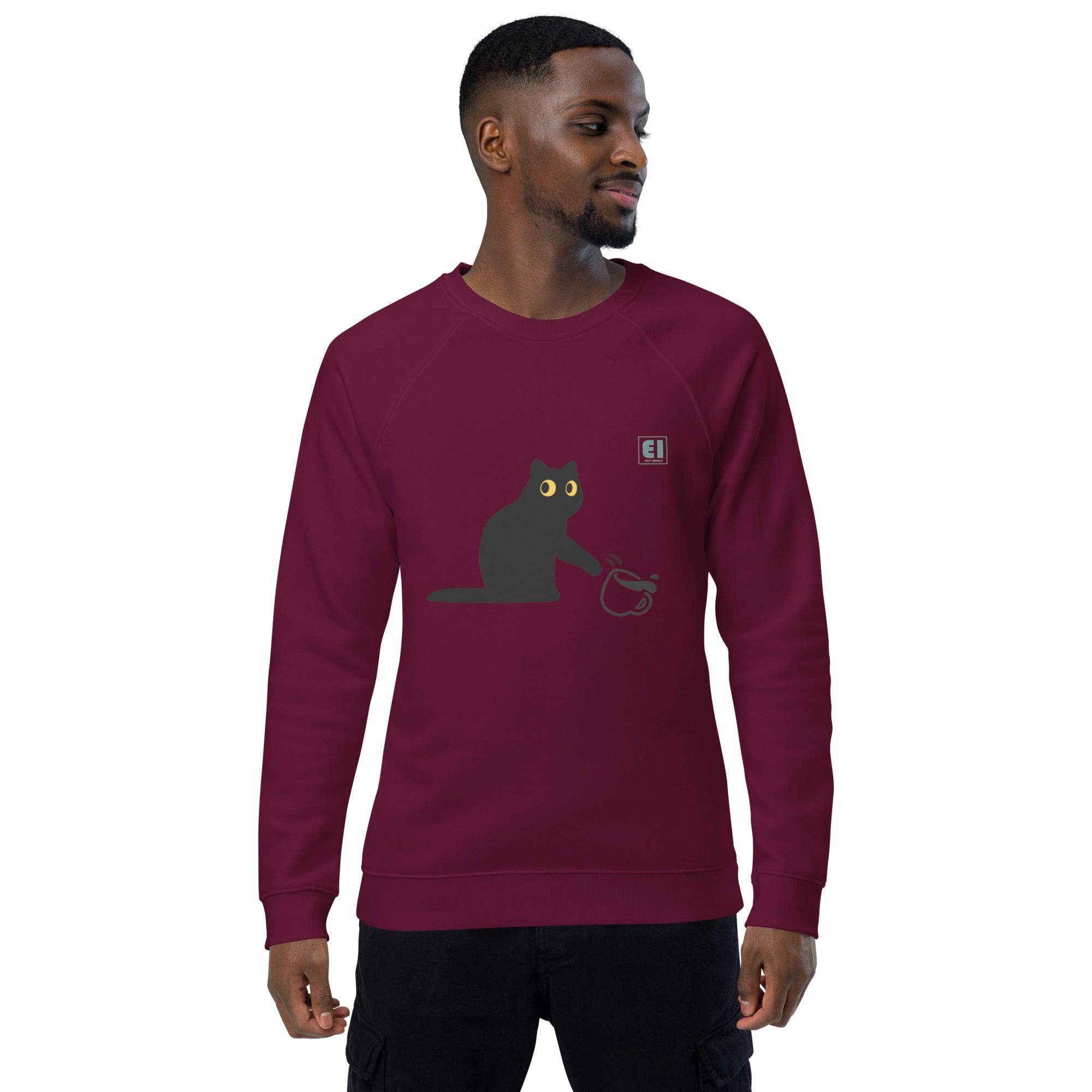 Unisex organic sweatshirt/Cat-Coffee - Enet Images