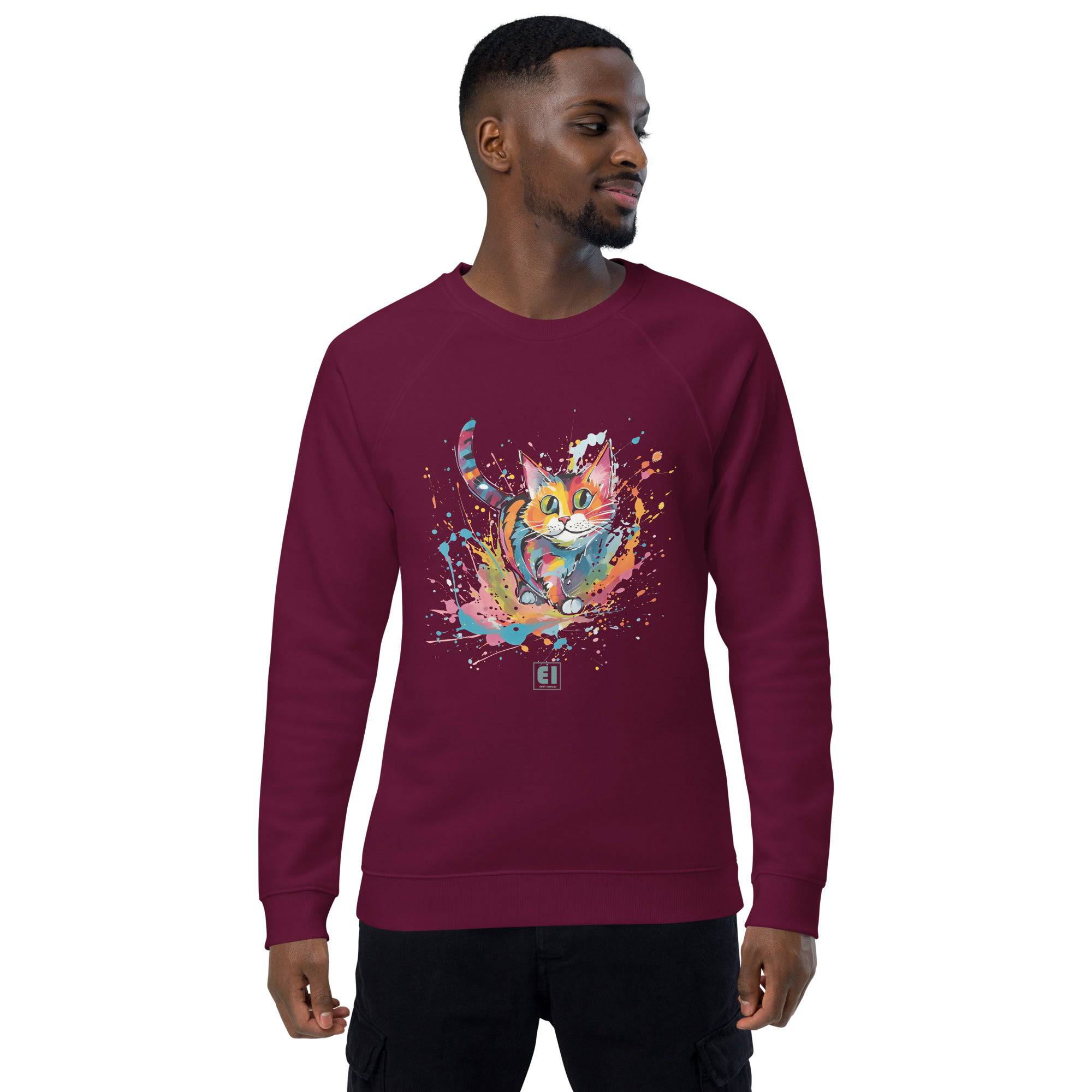 Unisex organic sweatshirt/Colorful-Splash-Cat - Enet Images