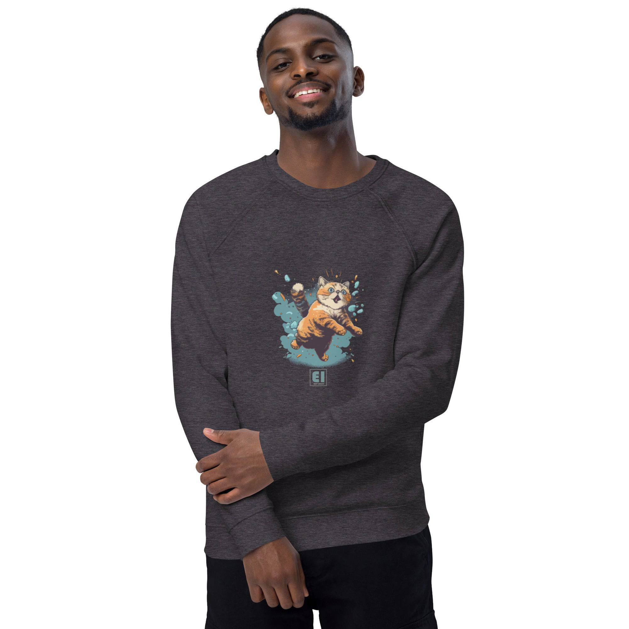Unisex organic sweatshirt/Cat-Jumping - Enet Images