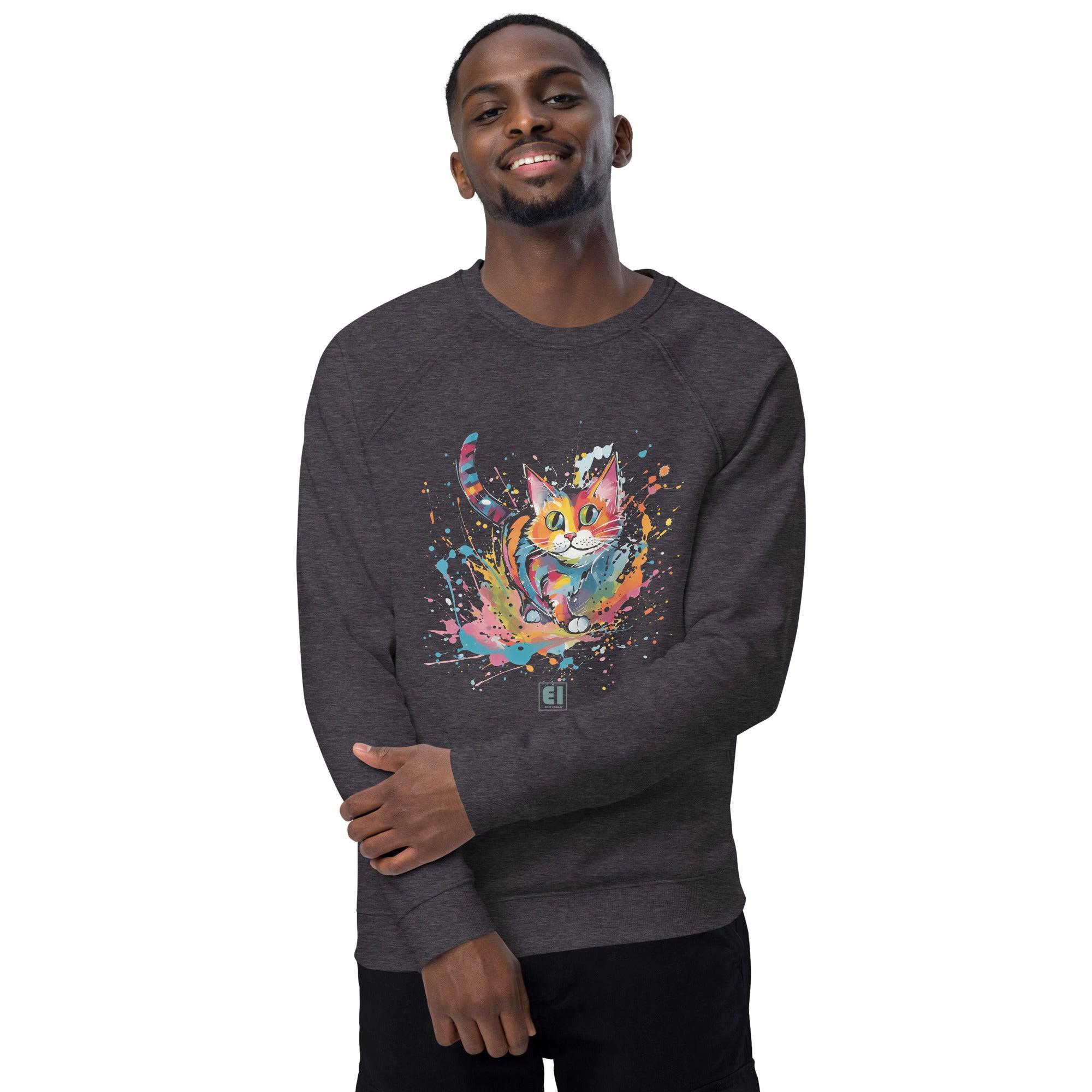 Unisex organic sweatshirt/Colorful-Splash-Cat - Enet Images