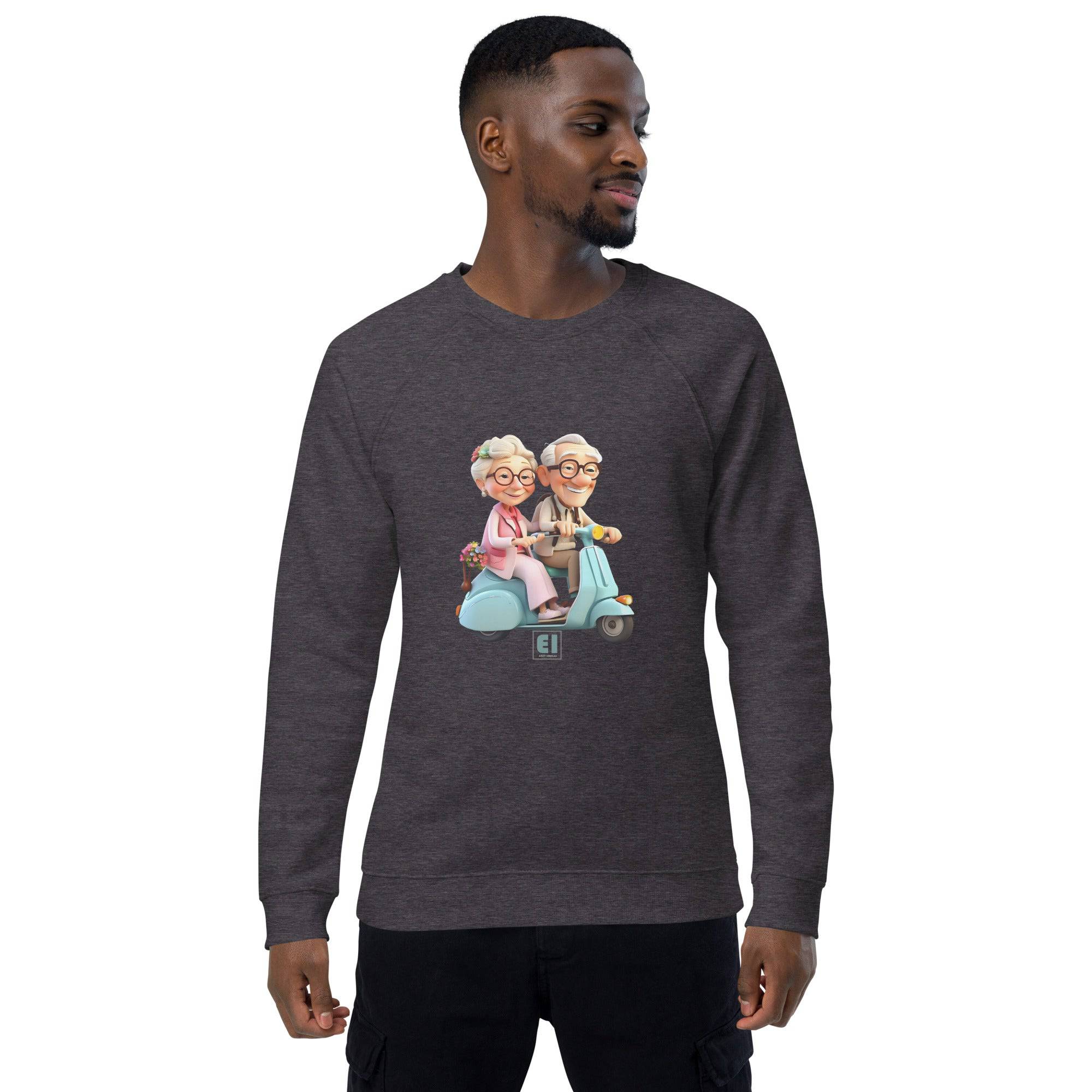 Unisex organic sweatshirt/Grandparents-Driving-Vespa - Enet Images