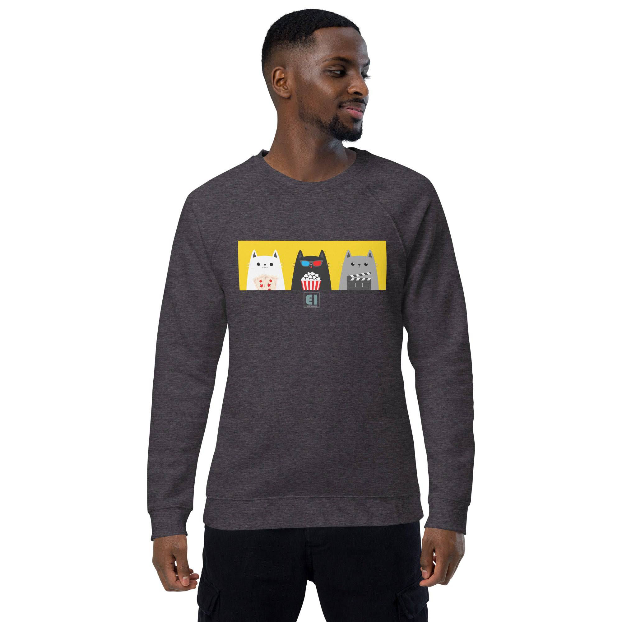 Unisex organic sweatshirt/Cats-Popcorn - Enet Images