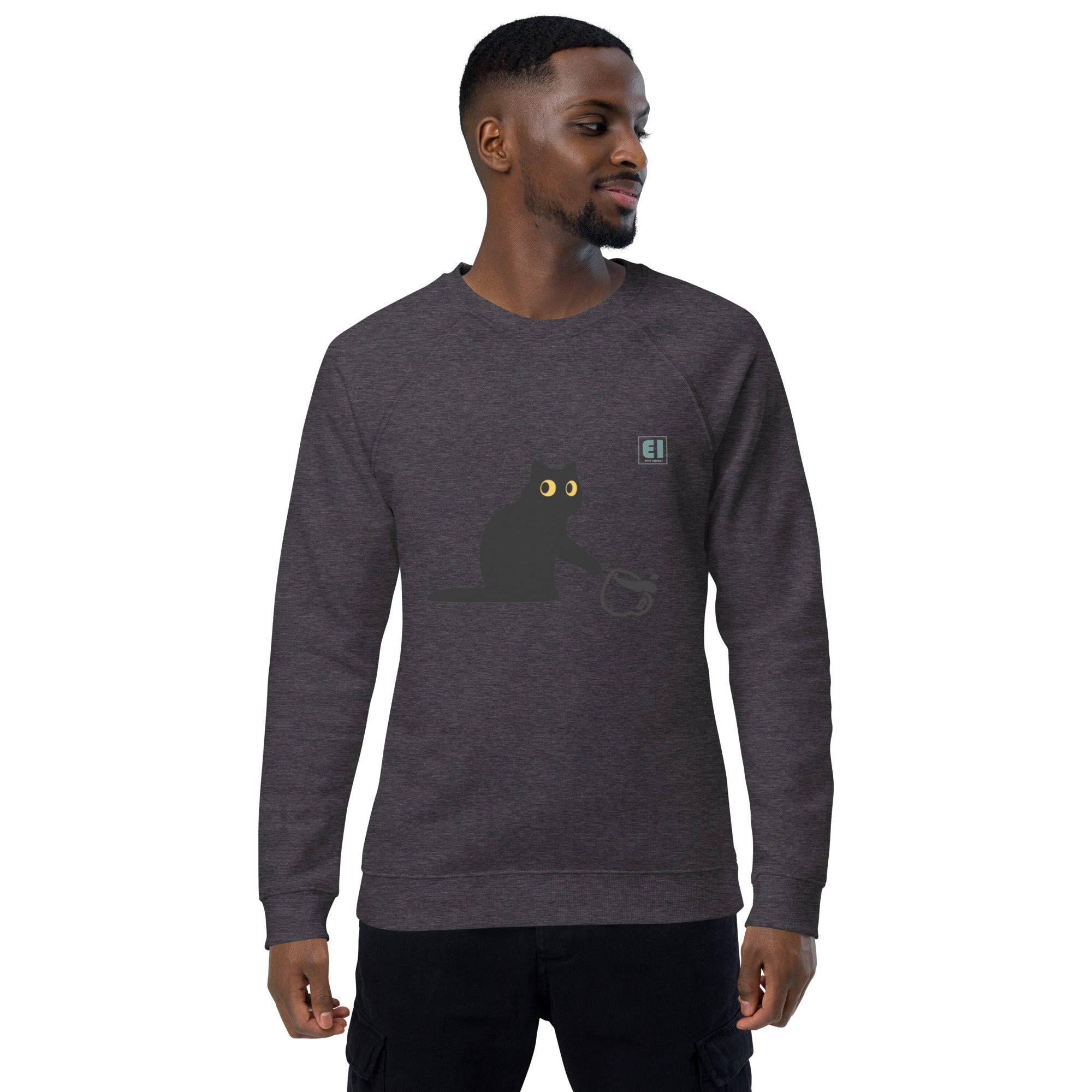 Unisex organic sweatshirt/Cat-Coffee - Enet Images
