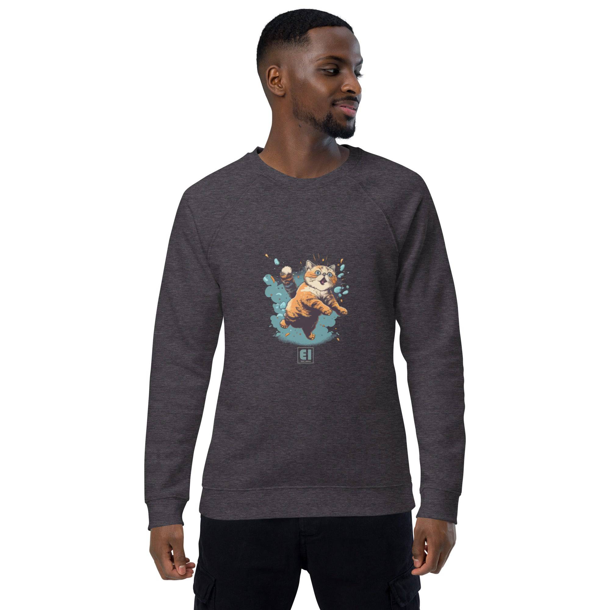 Unisex organic sweatshirt/Cat-Jumping - Enet Images