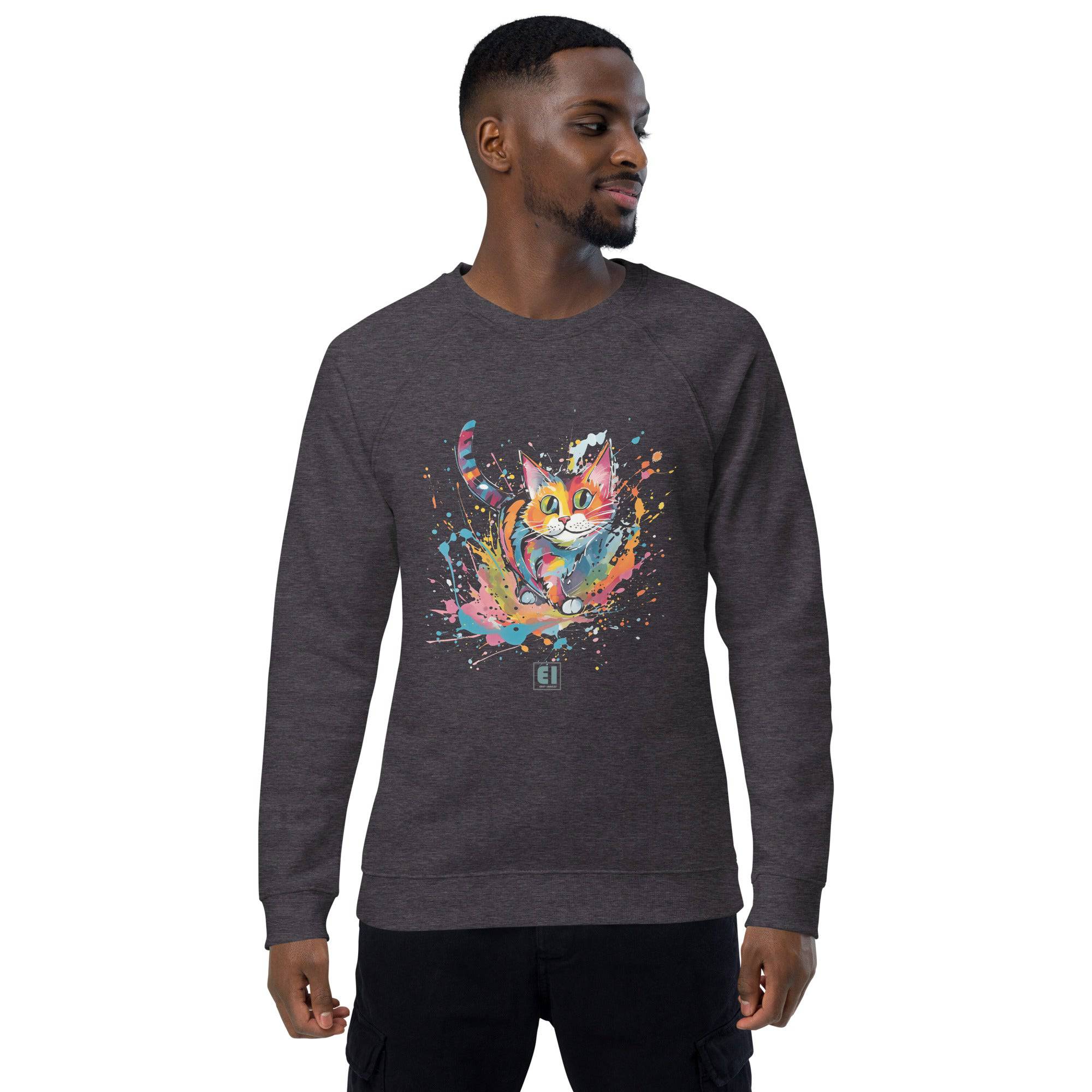 Unisex organic sweatshirt/Colorful-Splash-Cat - Enet Images