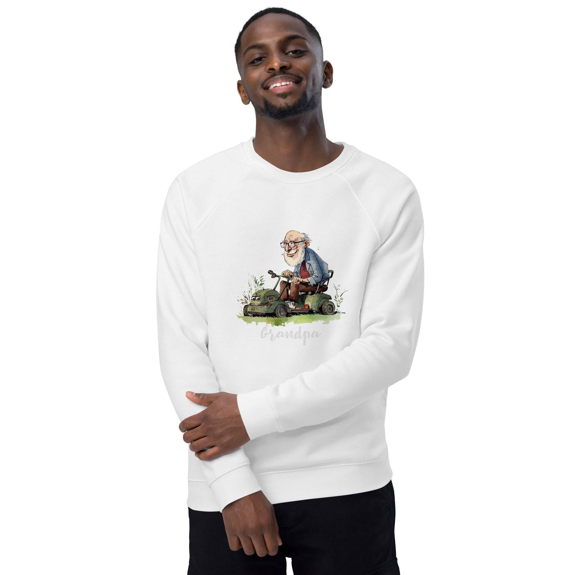Unisex organic sweatshirt/Grandpa/Cutting-The-Lawn - Enet Images