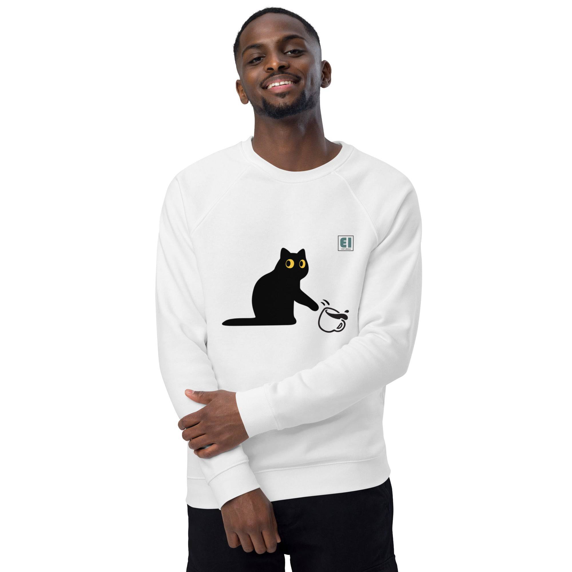 Unisex organic sweatshirt/Cat-Coffee - Enet Images