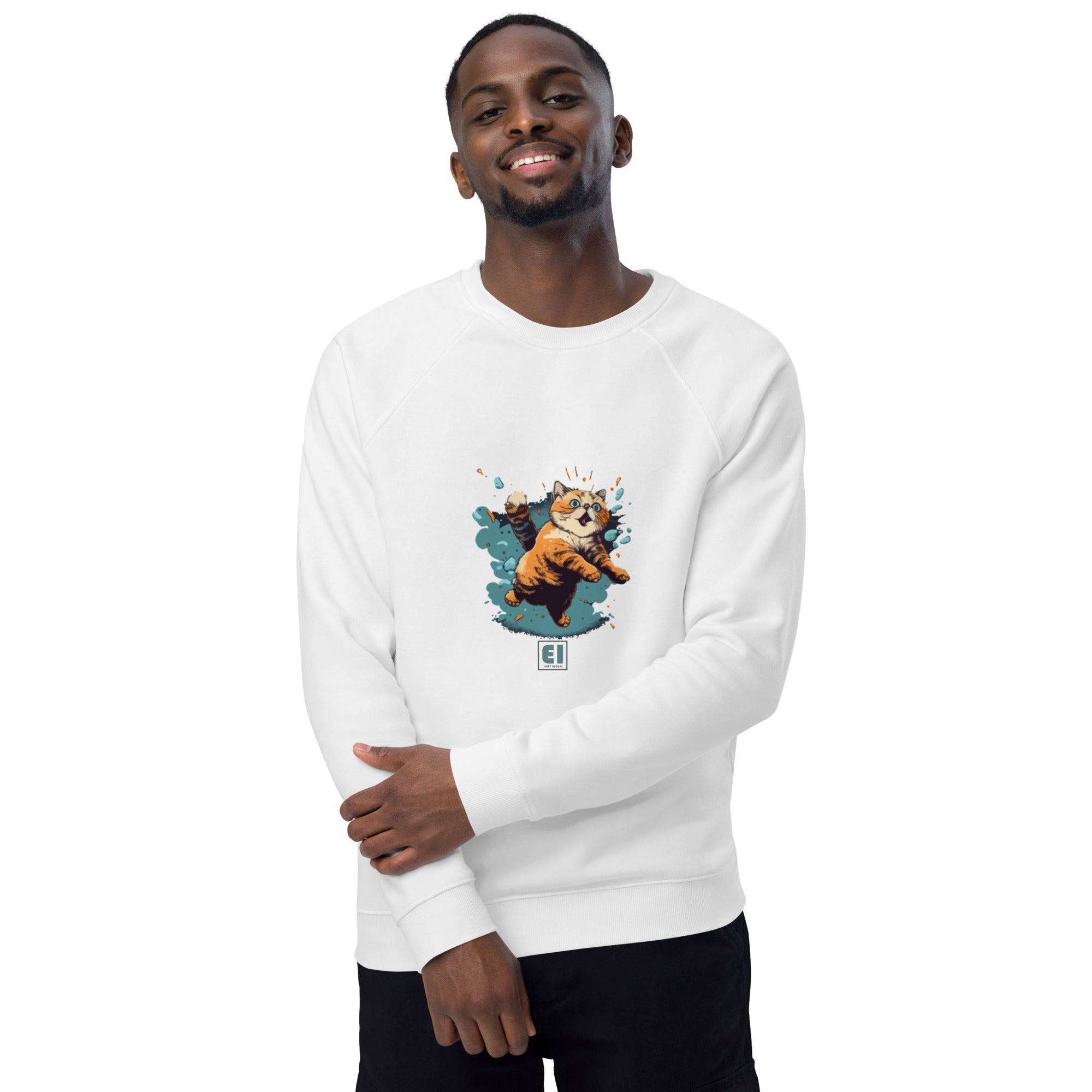 Unisex organic sweatshirt/Cat-Jumping - Enet Images