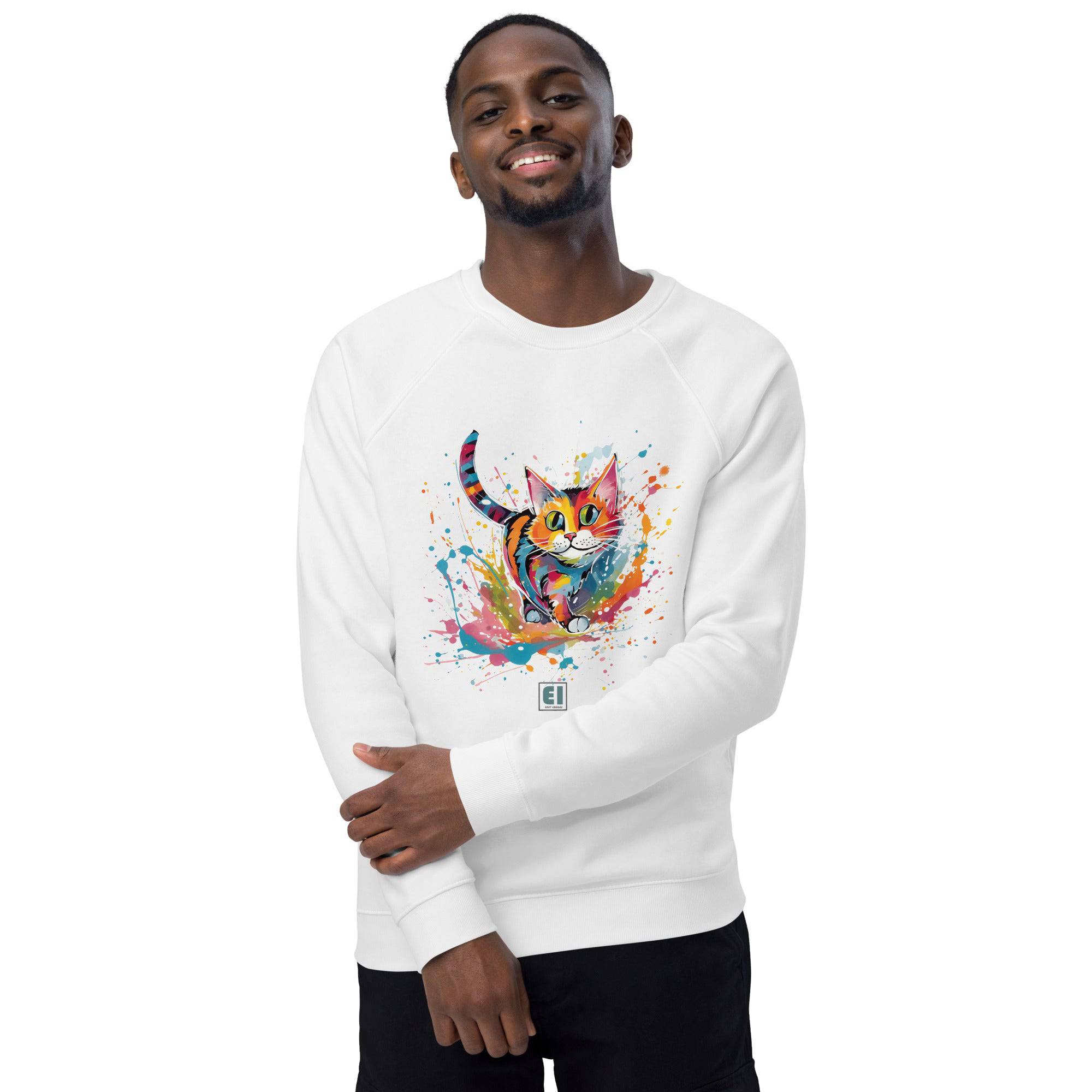 Unisex organic sweatshirt/Colorful-Splash-Cat - Enet Images