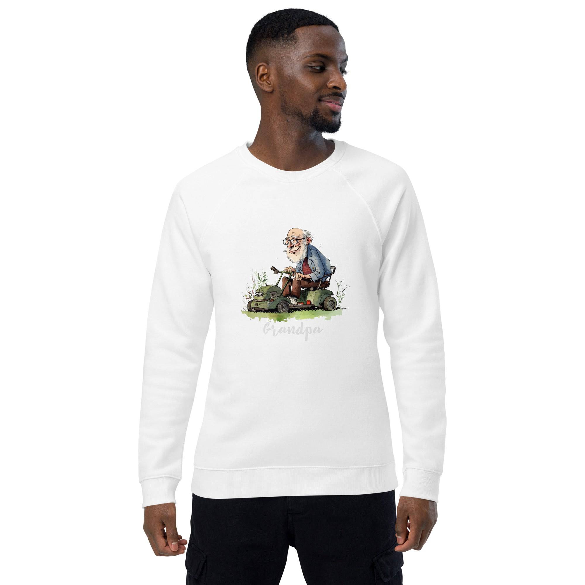 Unisex organic sweatshirt/Grandpa/Cutting-The-Lawn - Enet Images