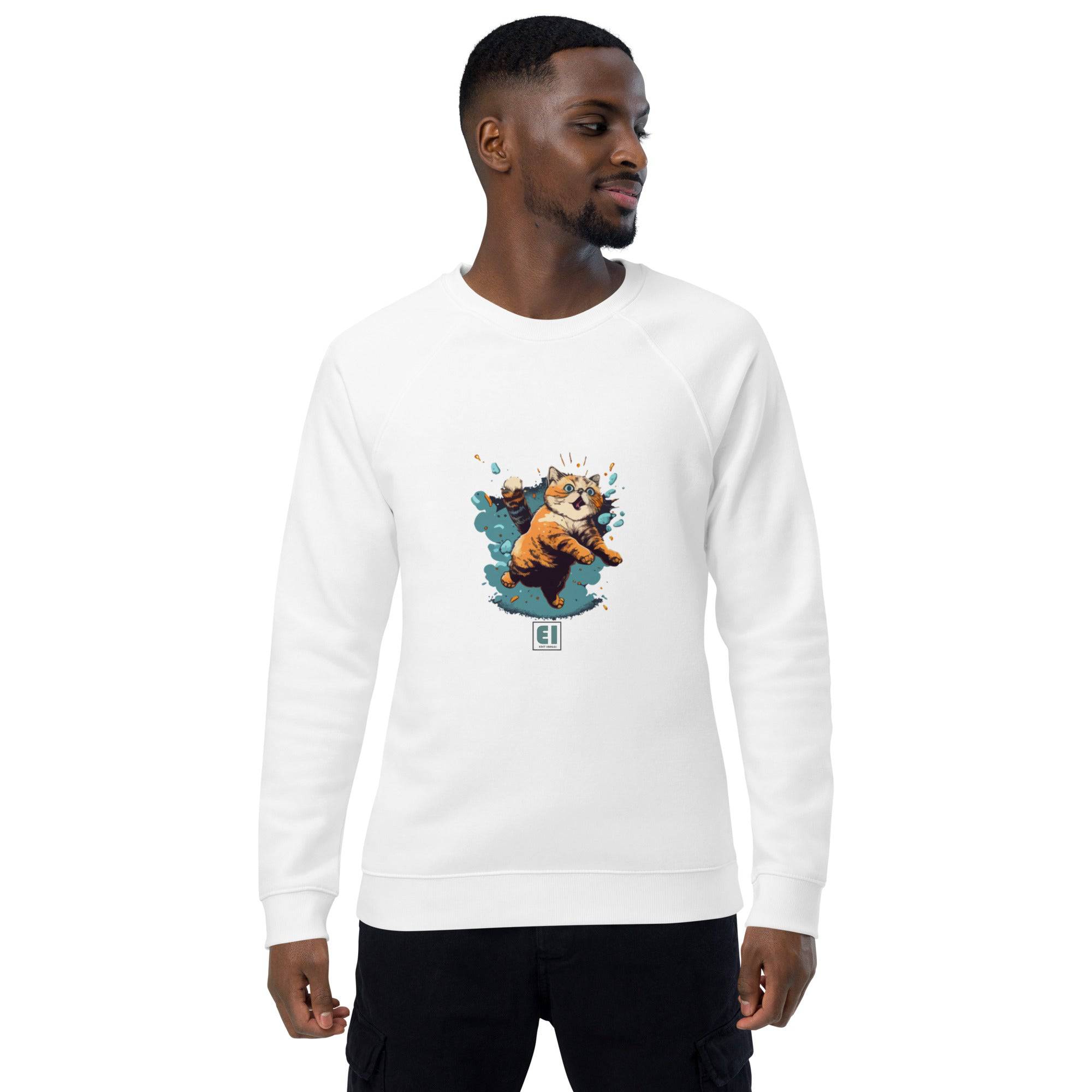 Unisex organic sweatshirt/Cat-Jumping - Enet Images