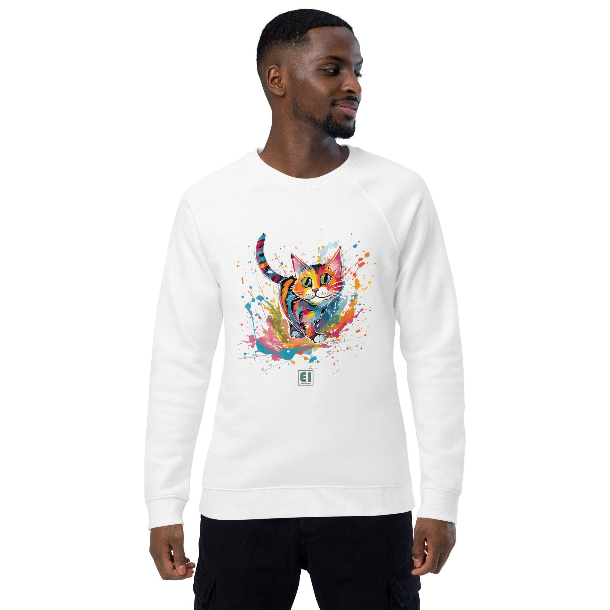 Unisex organic sweatshirt/Colorful-Splash-Cat - Enet Images