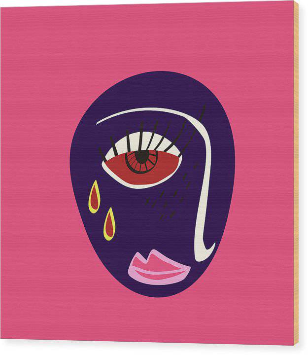 Abstract sad face - Wood Print - Enet Images