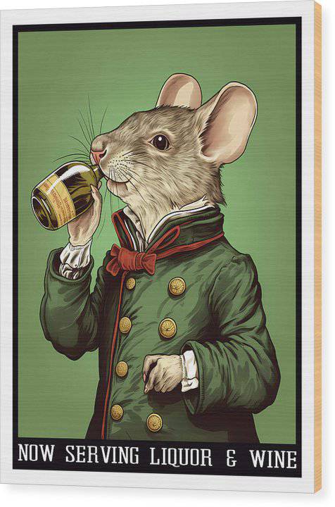 Now Serving Liquer - Wood Print - Enet Images