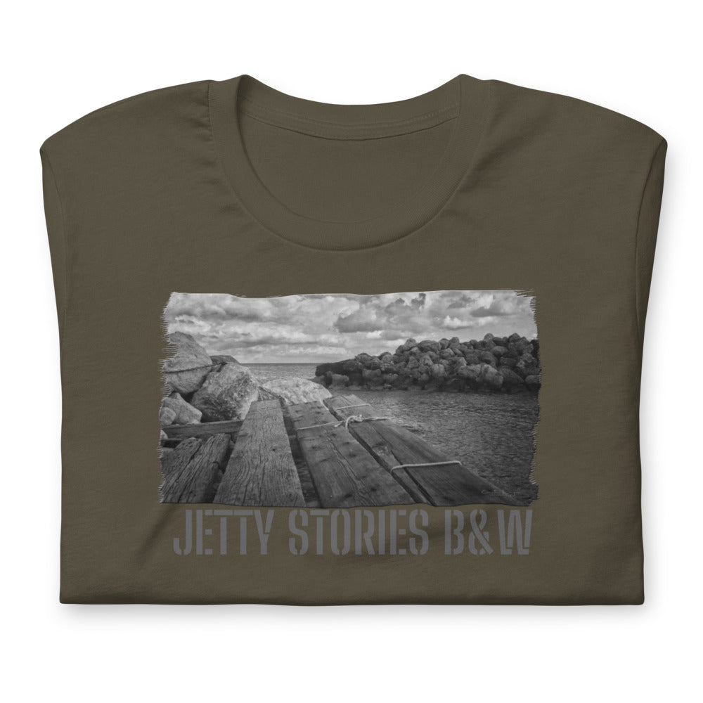 Short-Sleeve Unisex T-Shirt/Jetty Stories B&W/Personalized - Enet Images