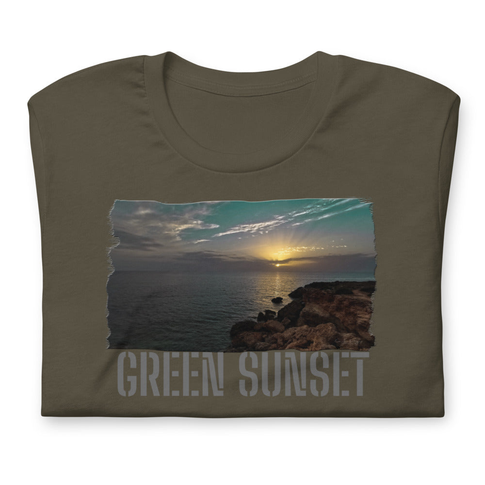 Short-Sleeve Unisex T-Shirt/Green Sunset/Personalized - Enet Images