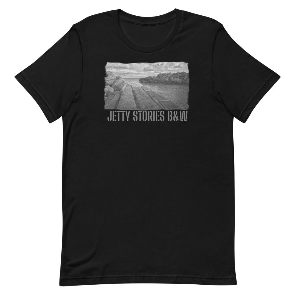 Short-Sleeve Unisex T-Shirt/Jetty Stories B&W/Personalized - Enet Images