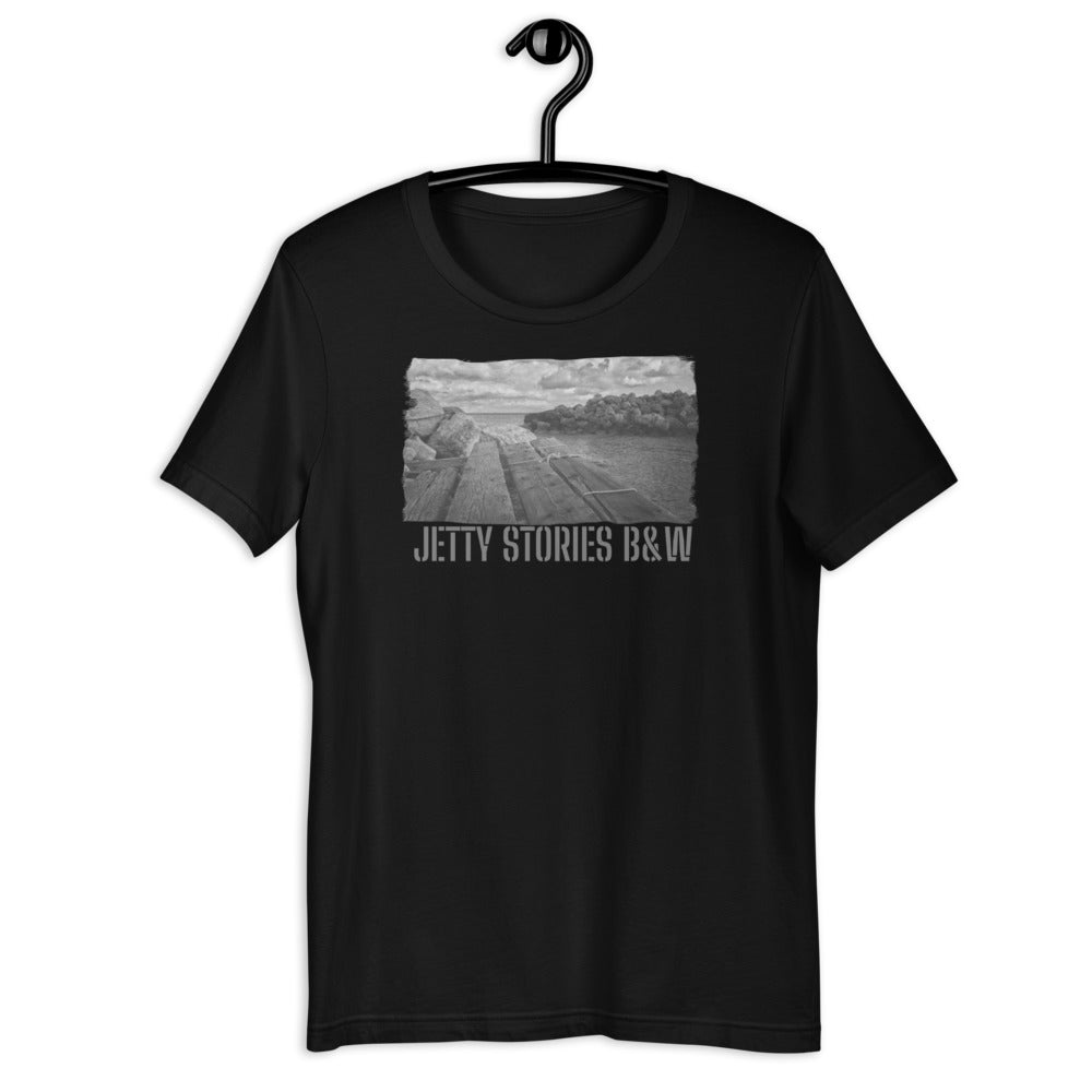 Short-Sleeve Unisex T-Shirt/Jetty Stories B&W/Personalized - Enet Images