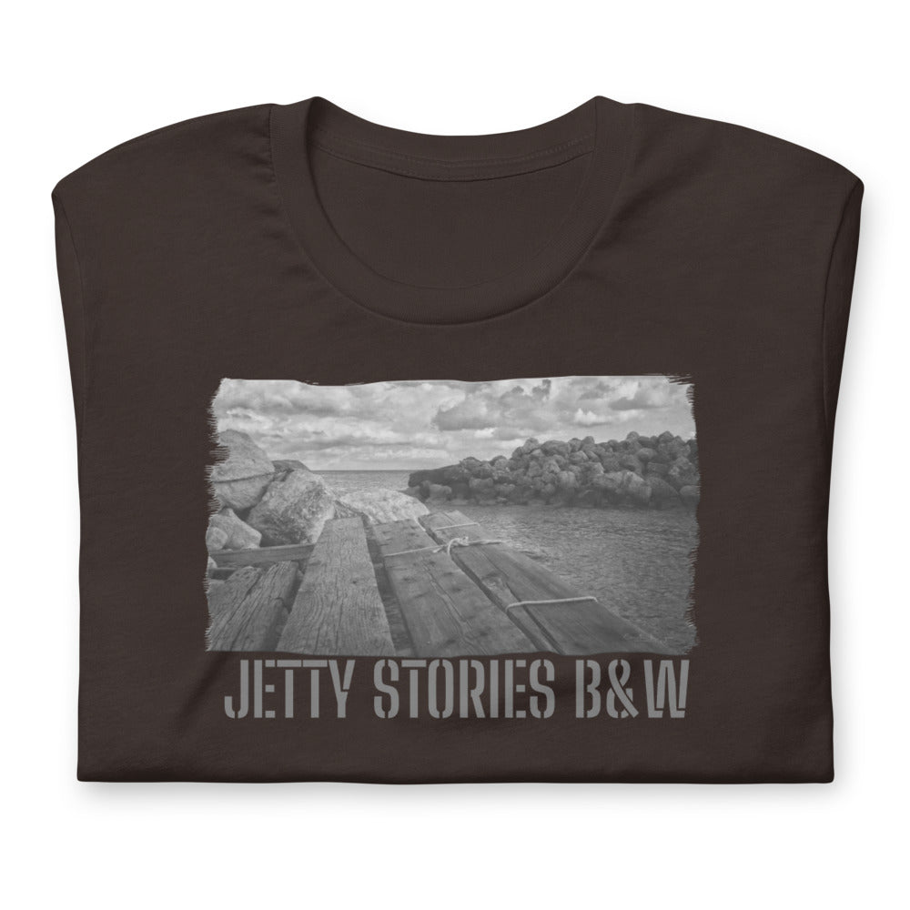 Short-Sleeve Unisex T-Shirt/Jetty Stories B&W/Personalized - Enet Images