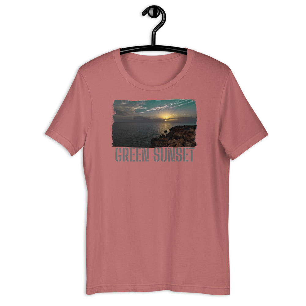 Short-Sleeve Unisex T-Shirt/Green Sunset/Personalized - Enet Images