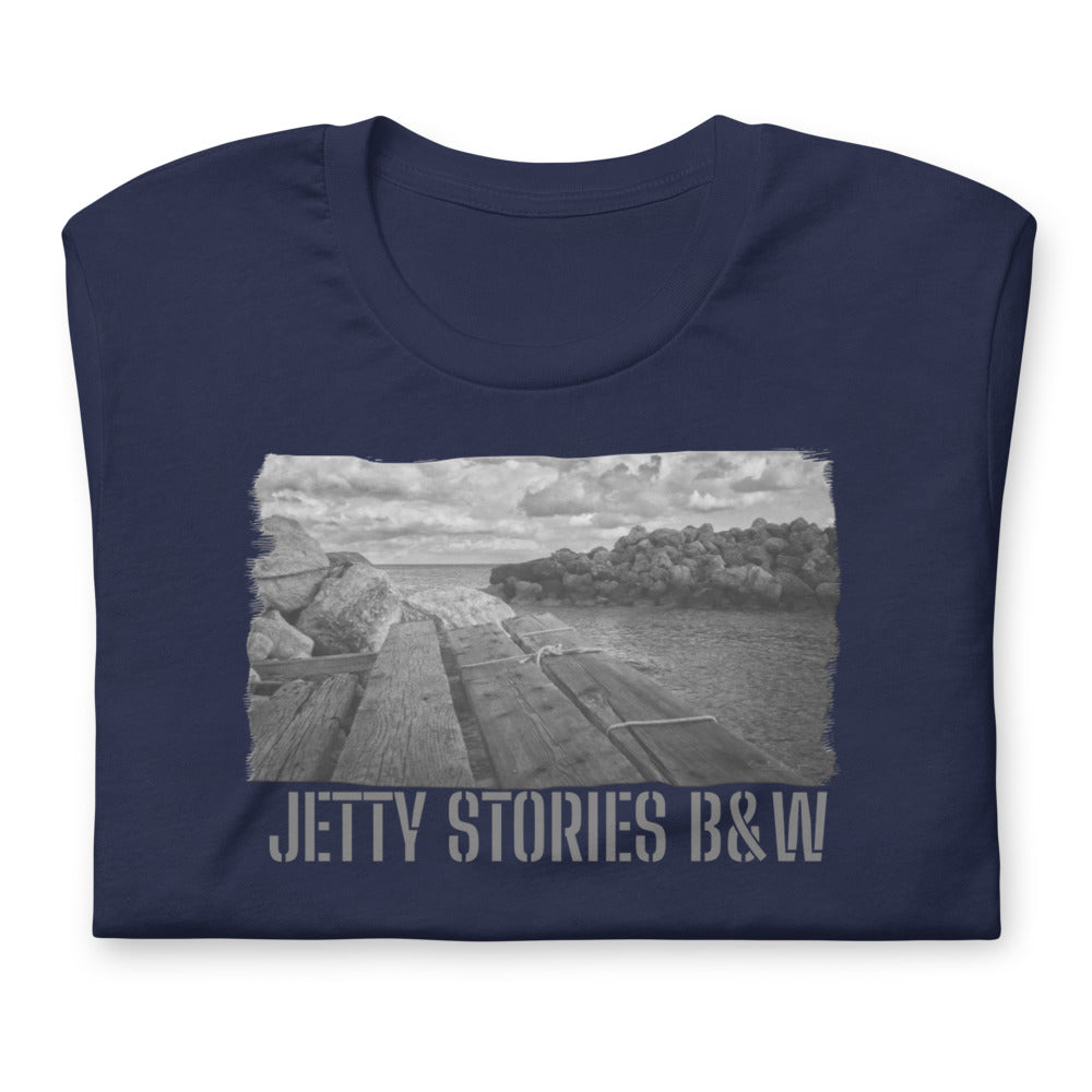 Short-Sleeve Unisex T-Shirt/Jetty Stories B&W/Personalized - Enet Images