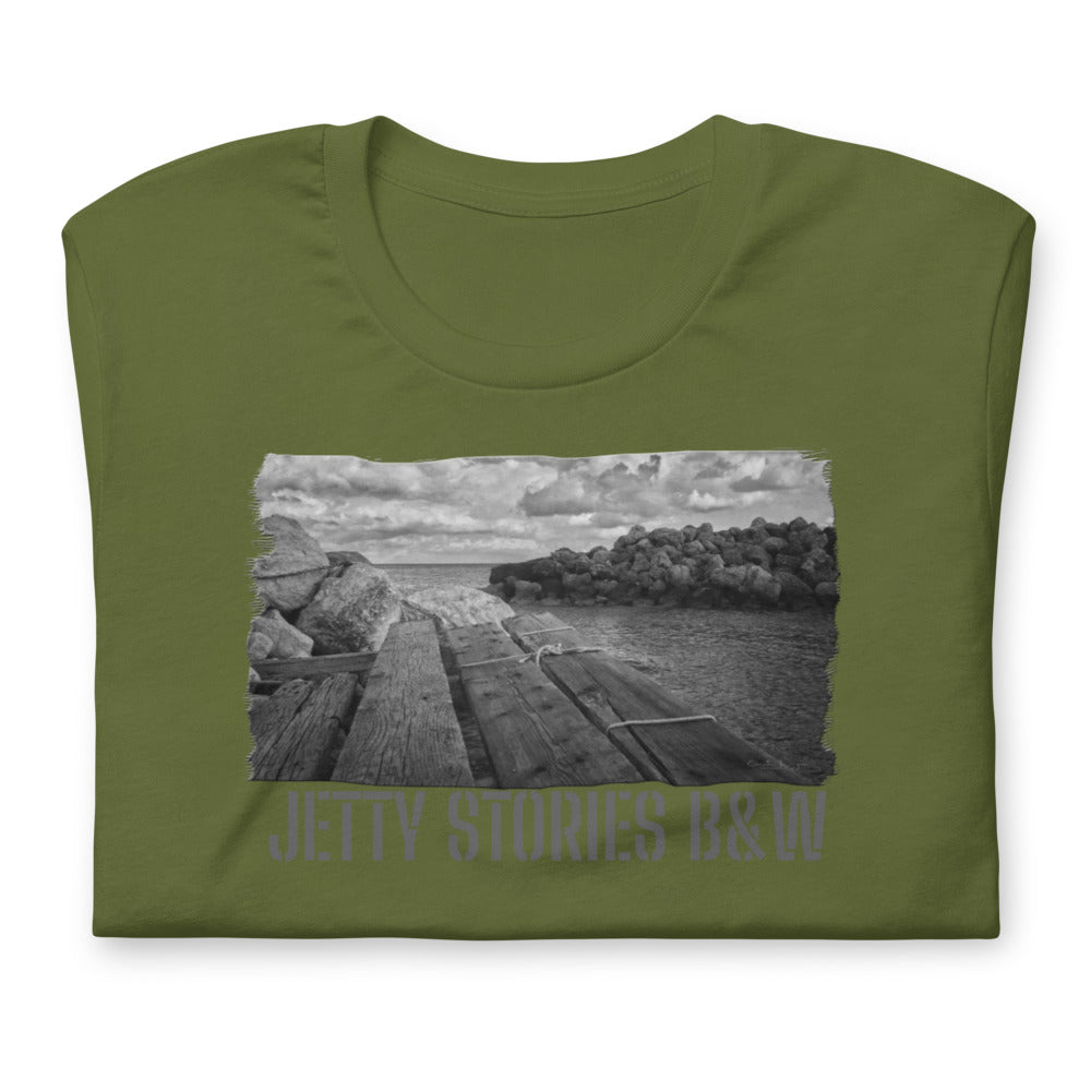 Short-Sleeve Unisex T-Shirt/Jetty Stories B&W/Personalized - Enet Images