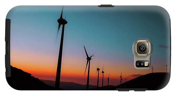 Wind Tourbines Against The Colorful Sunset - Phone Case - Enet Images