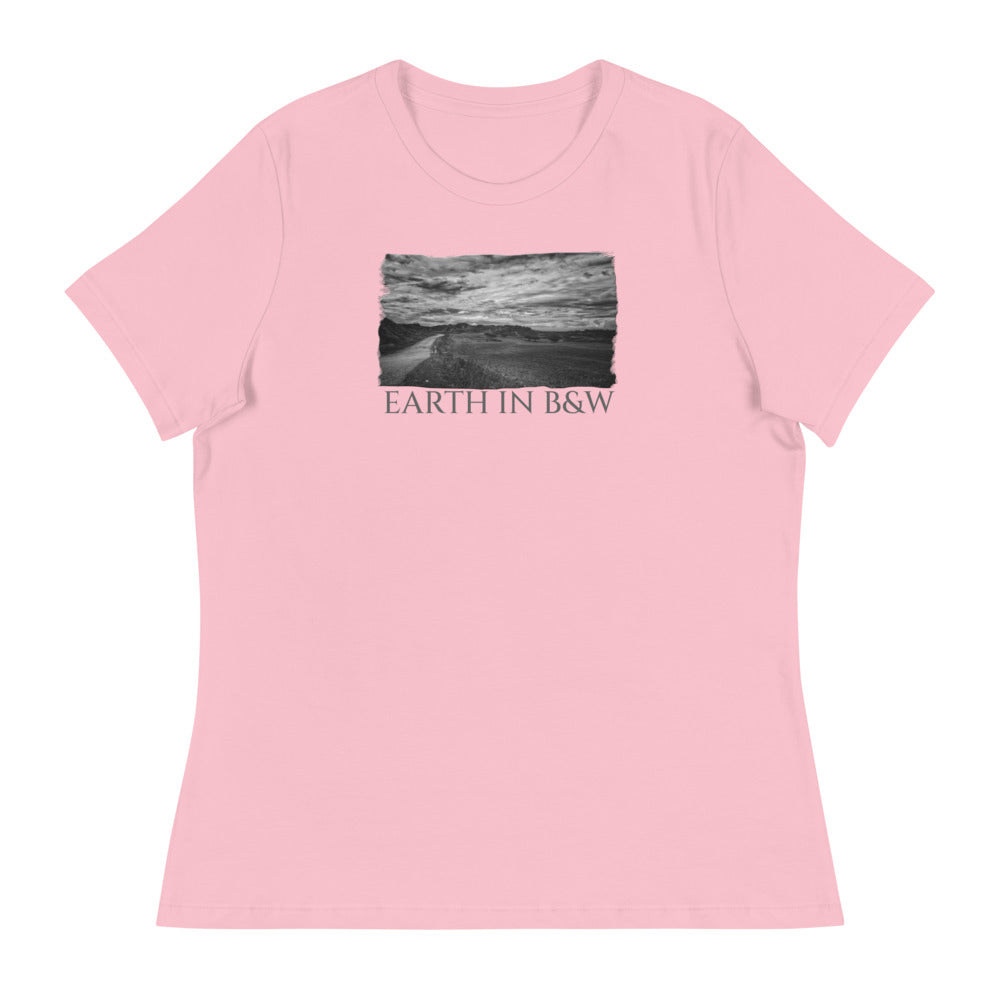 Women's Relaxed T-Shirt/Earth In B&W/Personalized - Enet Images