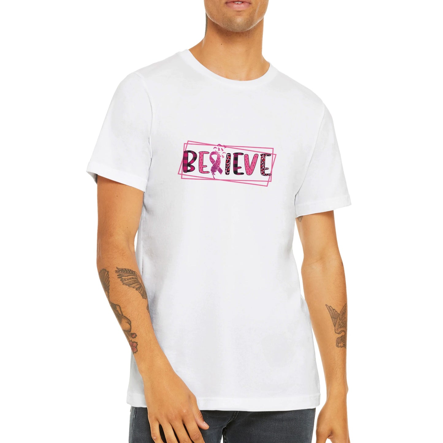 Budget Unisex Crewneck T-shirt/Believe-Cancer-Motivation