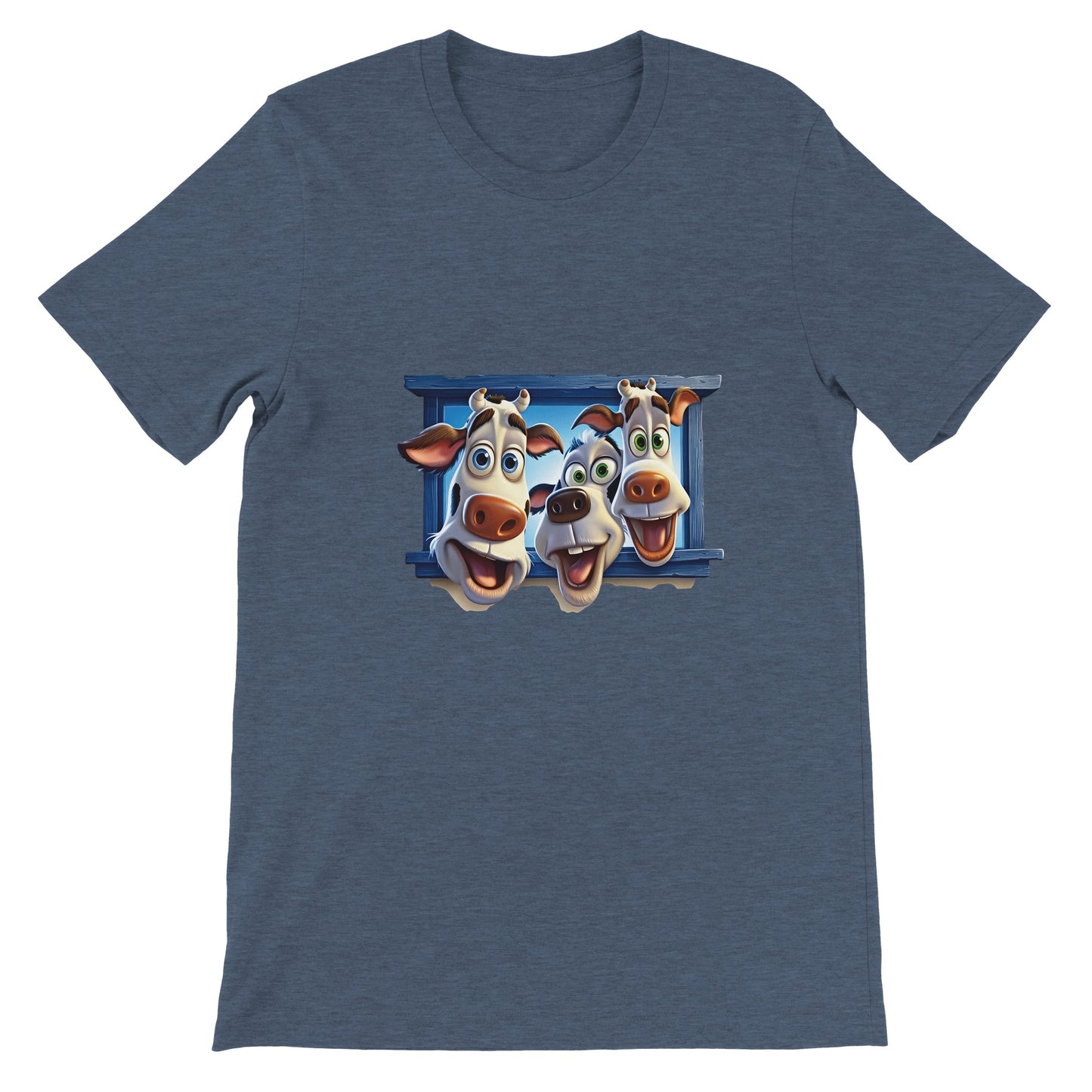 Budget Unisex Crewneck T-shirt/Funny-Cows-Faces