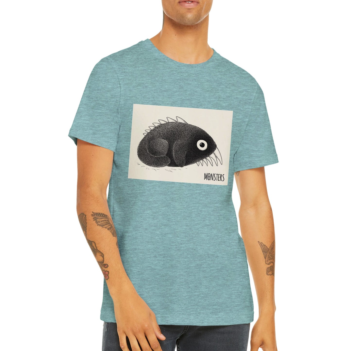 Budget Unisex Crewneck T-shirt/Monster-Fish