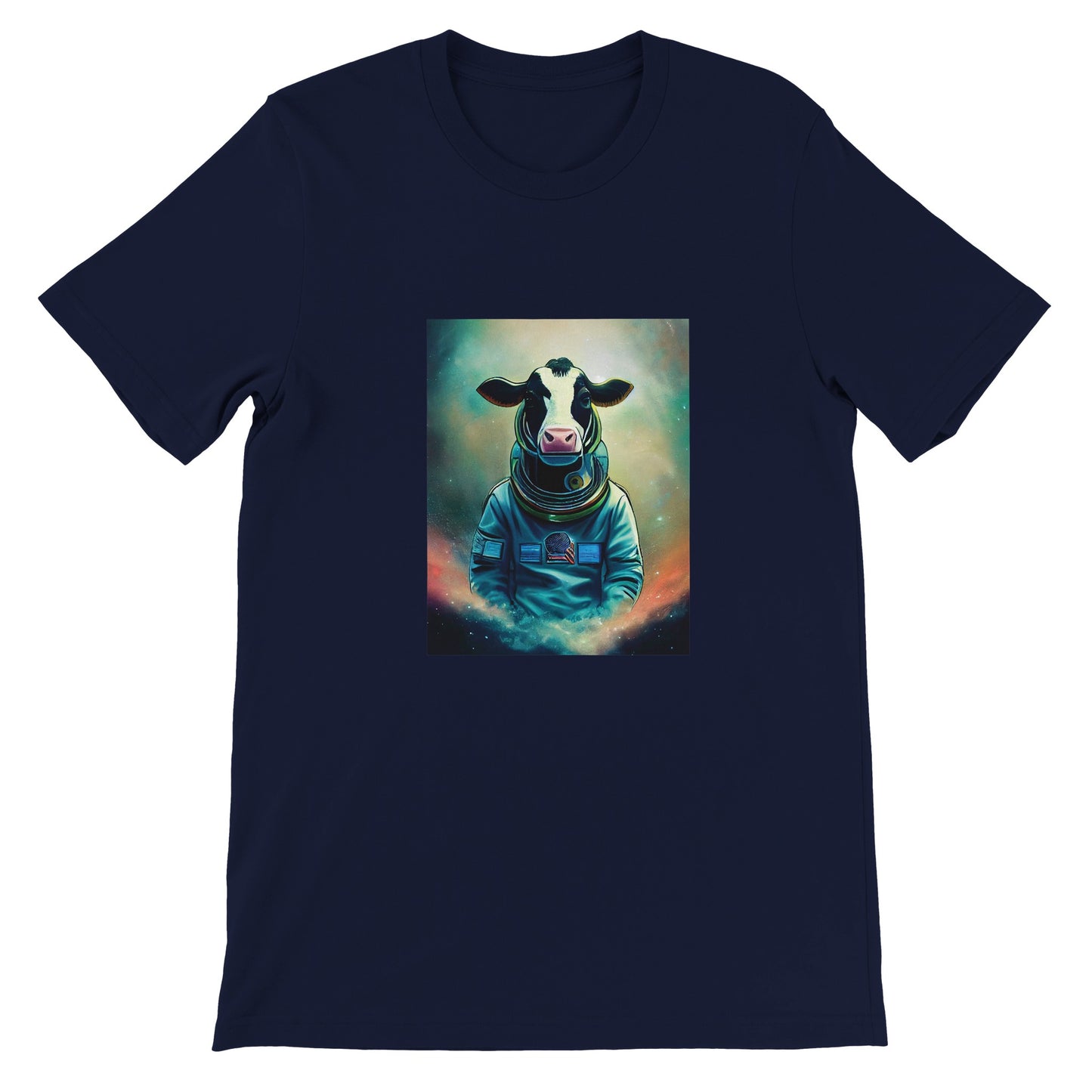 Budget Unisex Crewneck T-shirt/Cow-Astronaut