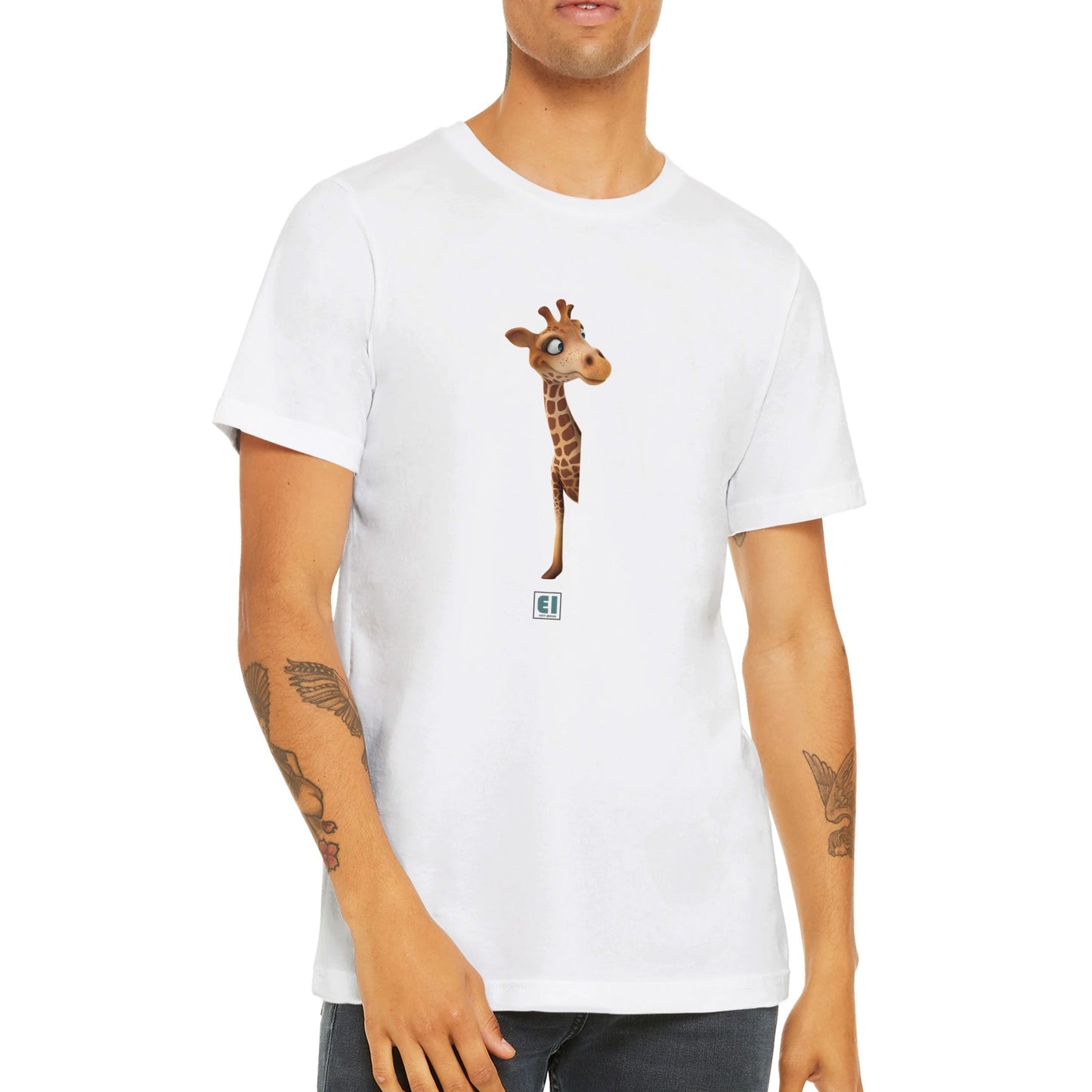 Budget Unisex Crewneck T-shirt/Giraffe-Hiding